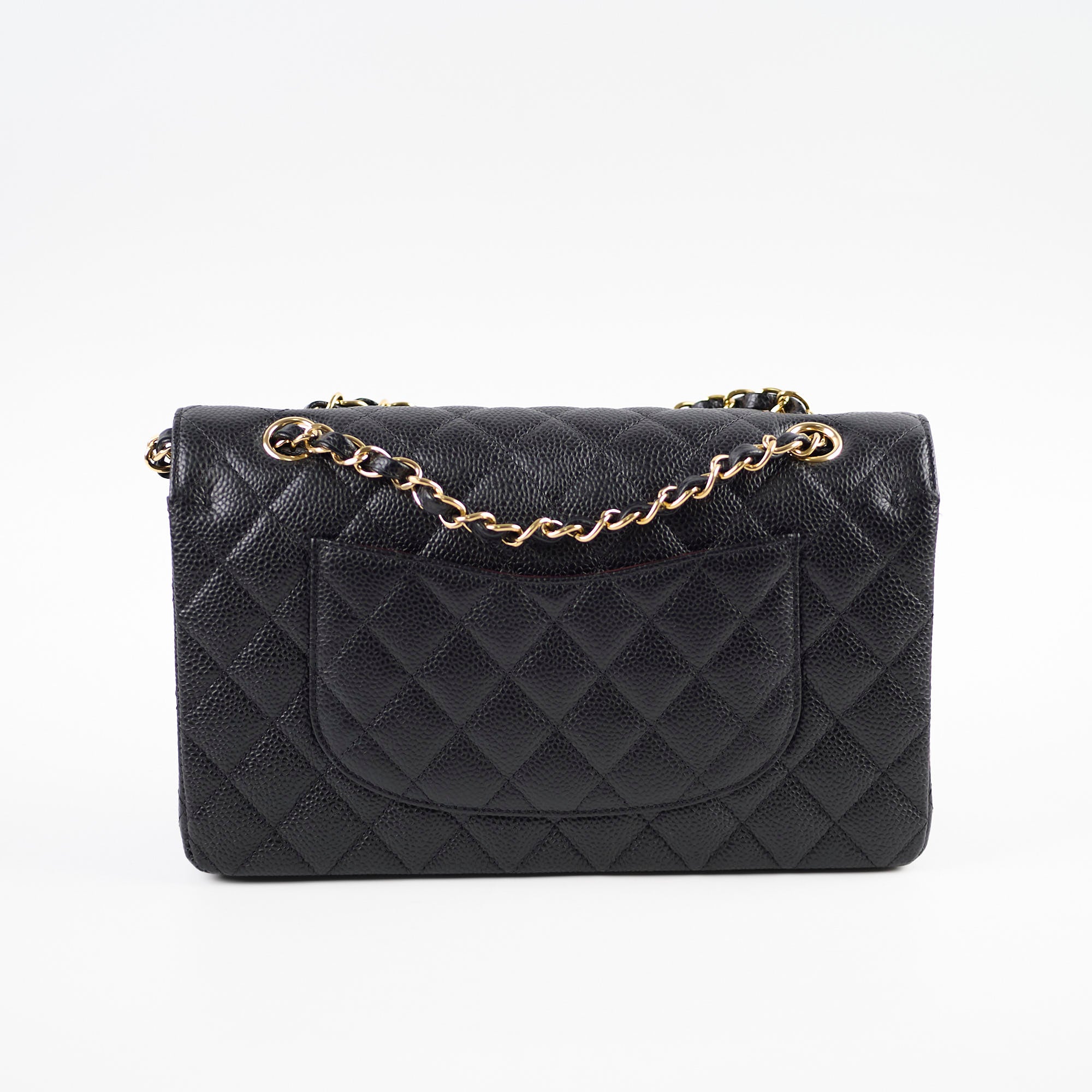 Chanel Medium/Large Caviar Leather Double Classic Flap Bag Black with Microchip - Luxury Designer Handbag for Women, Perfect for Work, Evening Events & Special Occasions