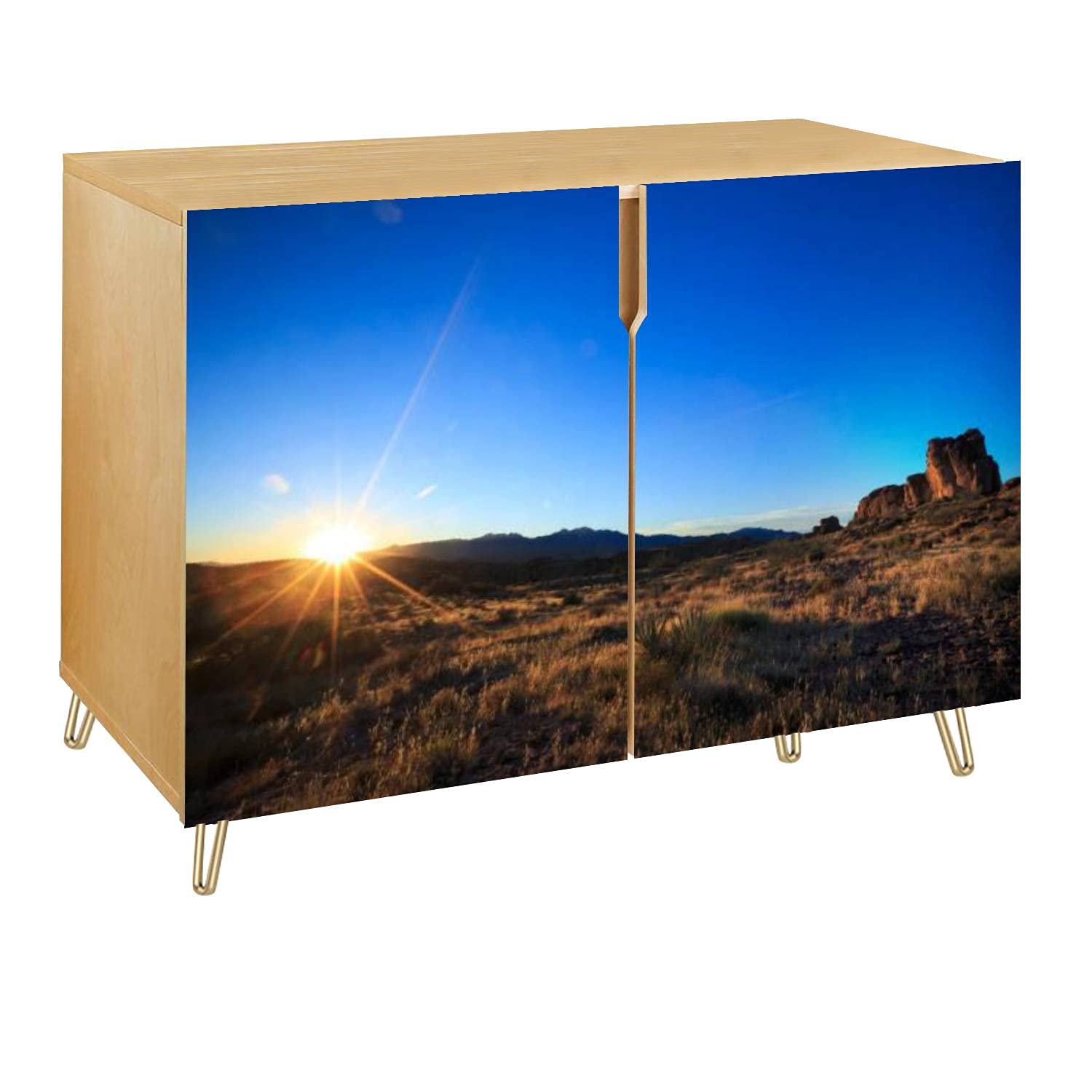 Kingman Arizona Sunrise Wooden Door Accent Cabinet - 2 Door Storage Table, Bar Cabinet & TV Stand for Entryway, Kitchen, Living Room & Hallway | Rustic Sideboard for Home Decor & Organization