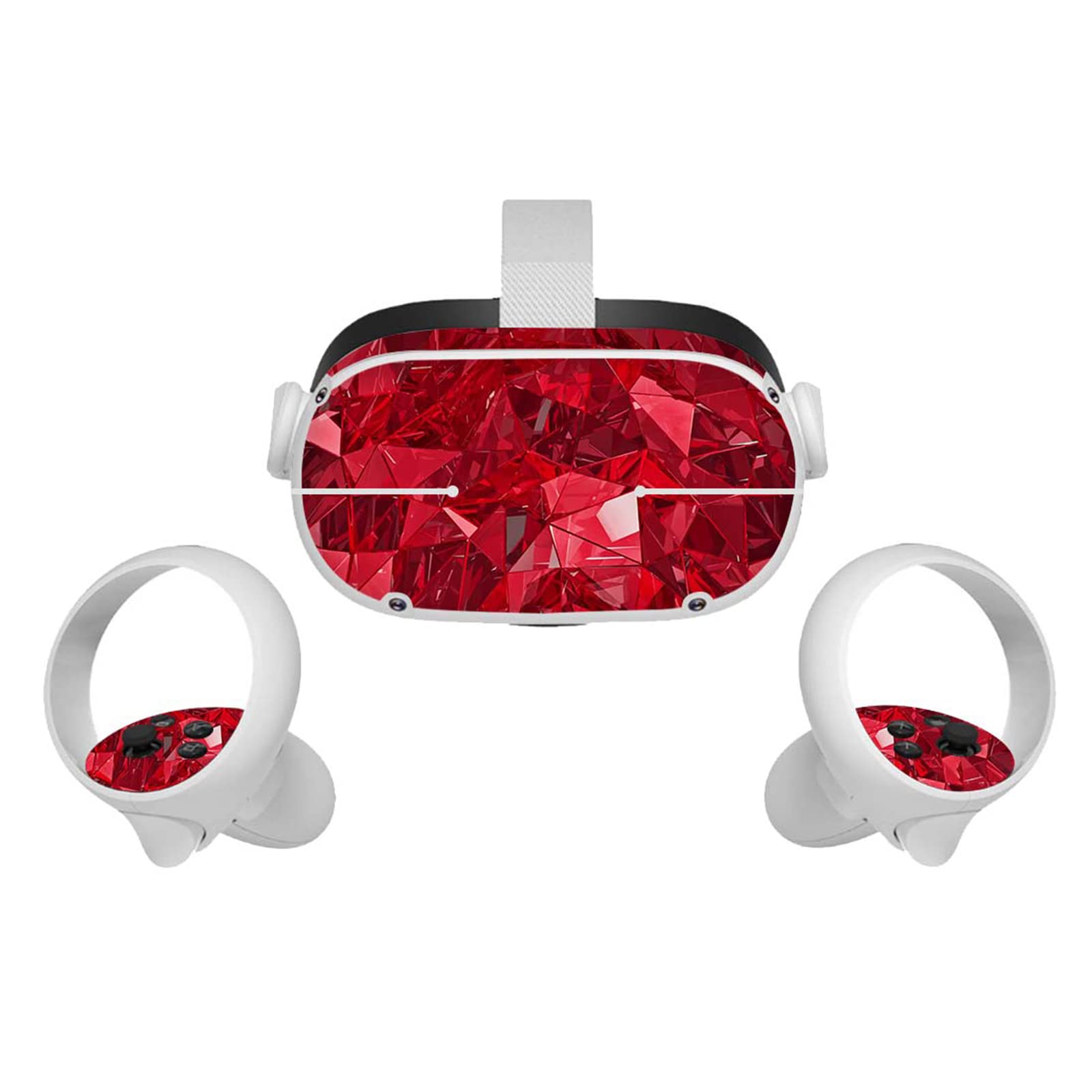 Oculus Quest 2 Stickers Skin Set - Protective Decals for Meta Quest 2 VR Headset & Controllers | Cute Red Design | Perfect for Gaming Protection & Personalization