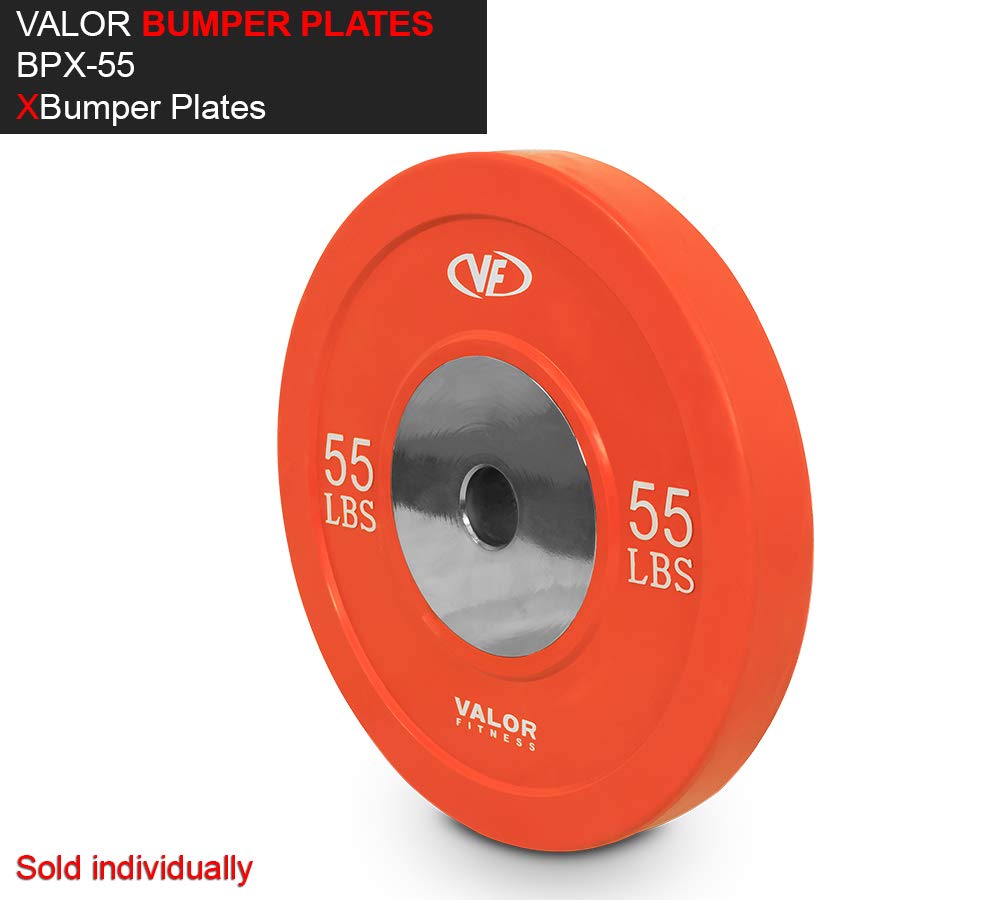 Valor Fitness BPX Rubber Bumper Plates - Olympic Weight Lifting Plates for CrossFit, Strength Training & Home Gym Workouts - Durable Rubber Coated Weight Plates for Gym, Fitness Studio & Cross Training