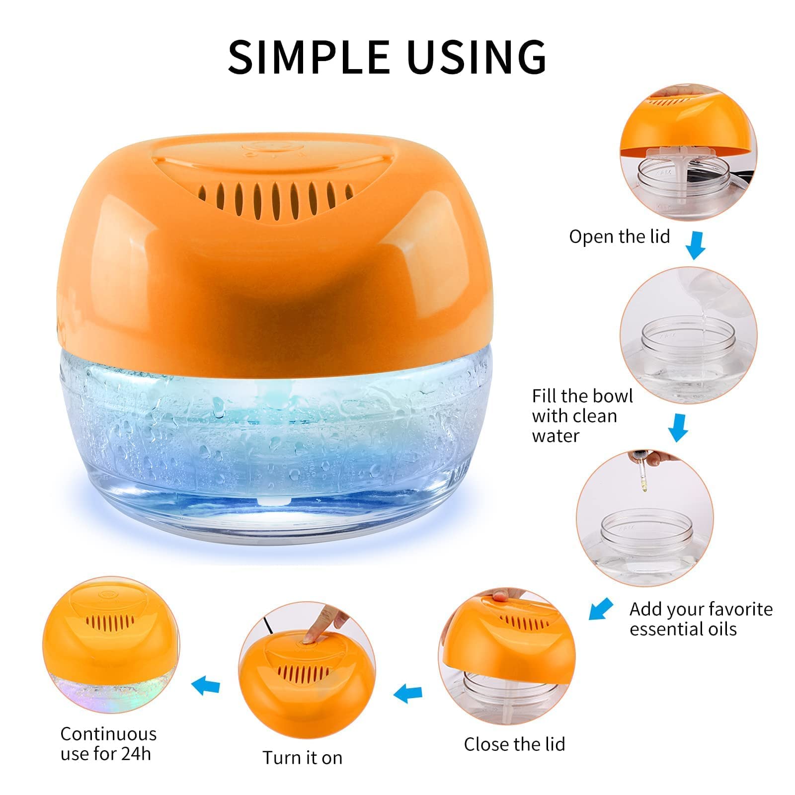 2-Pack Water-Based Air Purifier & Humidifier with 7-Color LED Mood Light - Air Freshener for Home, Bedroom, Office | Improves Air Quality & Creates Relaxing Atmosphere
