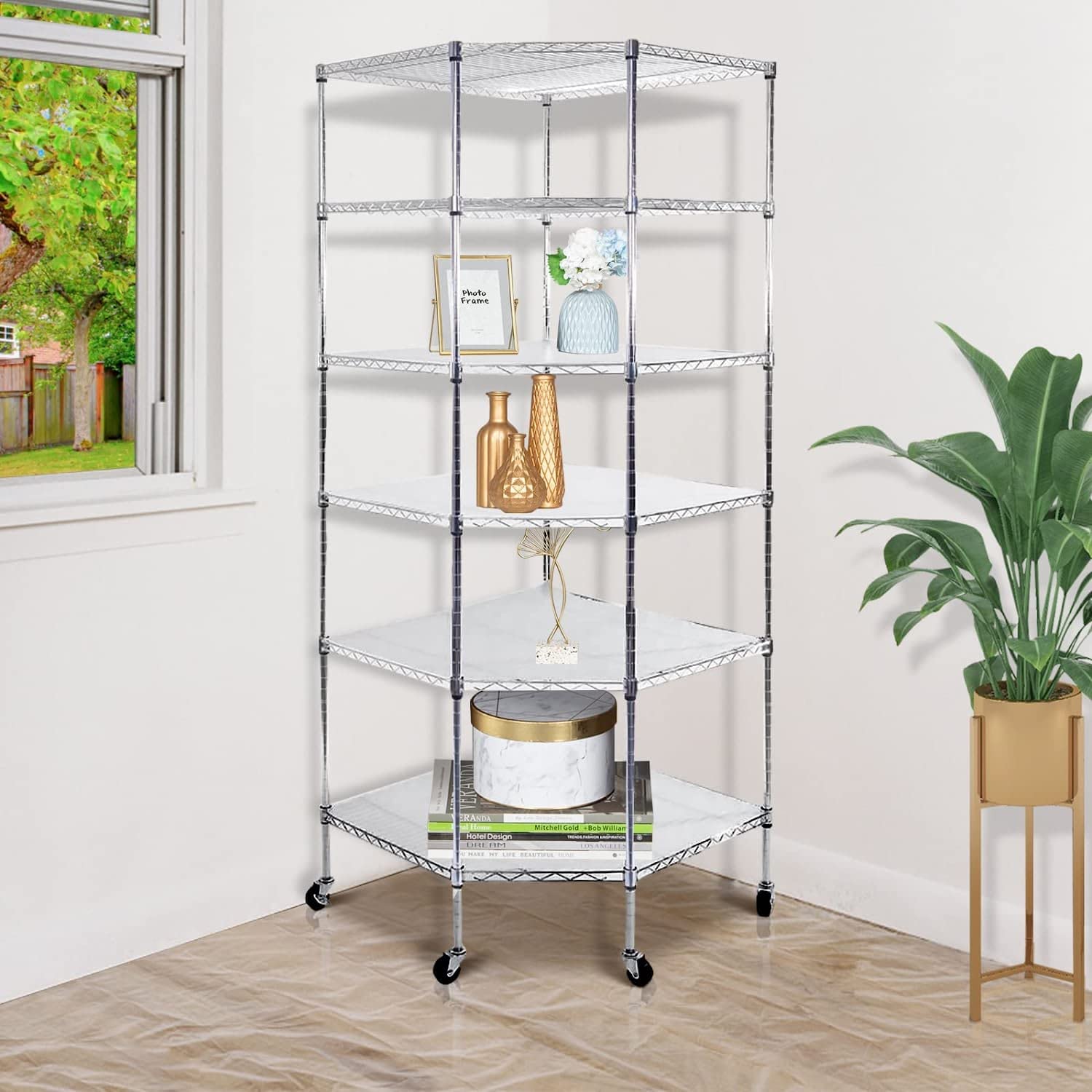 6-Tier Heavy Duty Metal Wire Shelving Unit - Adjustable Storage Rack for Garage, Home & Office Organization - Sturdy Steel Shelves for Tools, Pantry, Laundry & Closet (Silver)