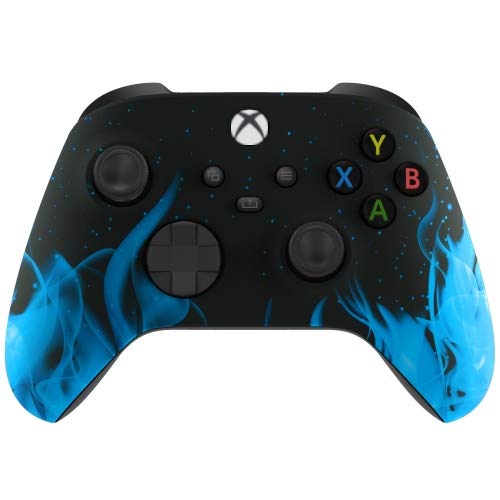 Modded Xbox Controller with Blue Flames Design & Rapid Fire - Custom Gaming Controller for FPS, Racing & Competitive Play (Compatible with Xbox Series X/S/One)