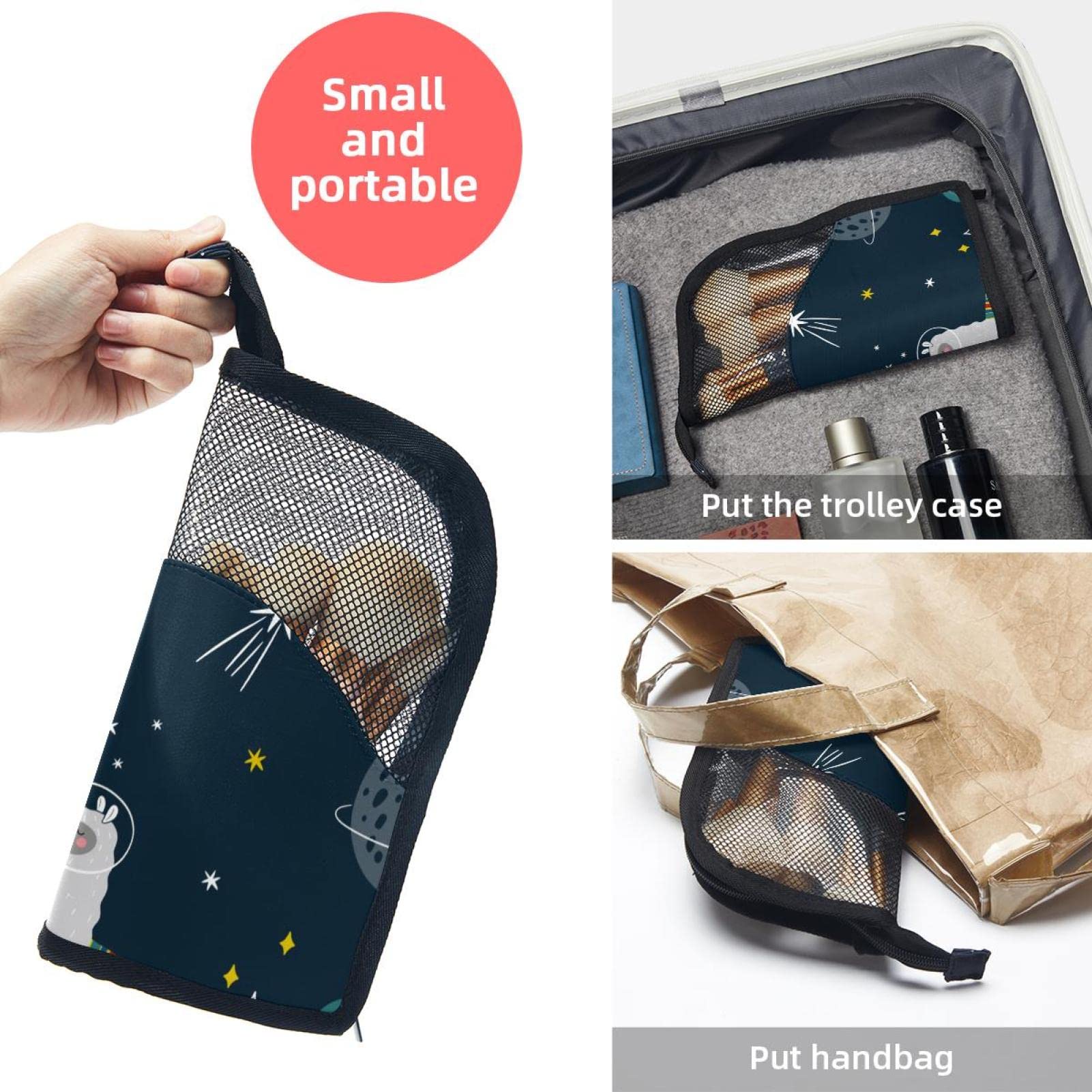 Portable Makeup Brush Organizer Bag with 12 Slots - Alpaca Sloth Turtle Chameleon Space Design - Travel Makeup Brush Holder Case for Professional Artists & Beginners - Perfect for Home, Travel & Salon Use