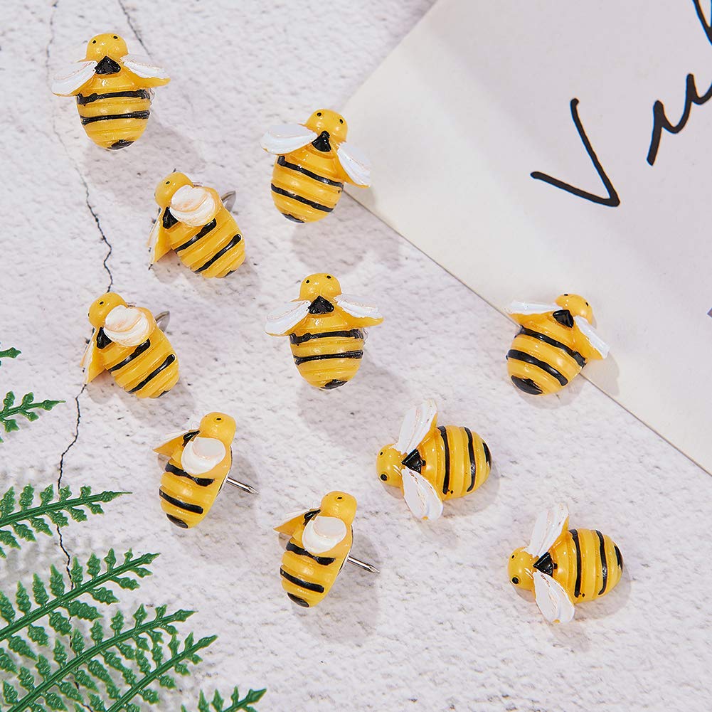 GORGECRAFT 30pcs Bee-Shaped Thumb Tacks - 0.7 Inch Iron Push Pins for Wall Decor, Photos, Maps & Bulletin Boards - Perfect for Home Office, Classroom & DIY Craft Projects