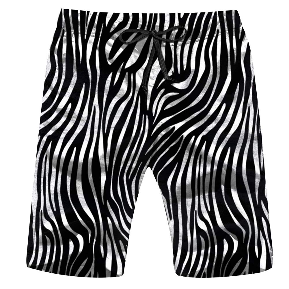 3D Printed Zebra Animal Print Men's Swim Trunks - Cool Beach Board Shorts with Pockets for Teen Boys (X-Large) | Perfect for Pool Parties, Summer Vacations & Water Sports