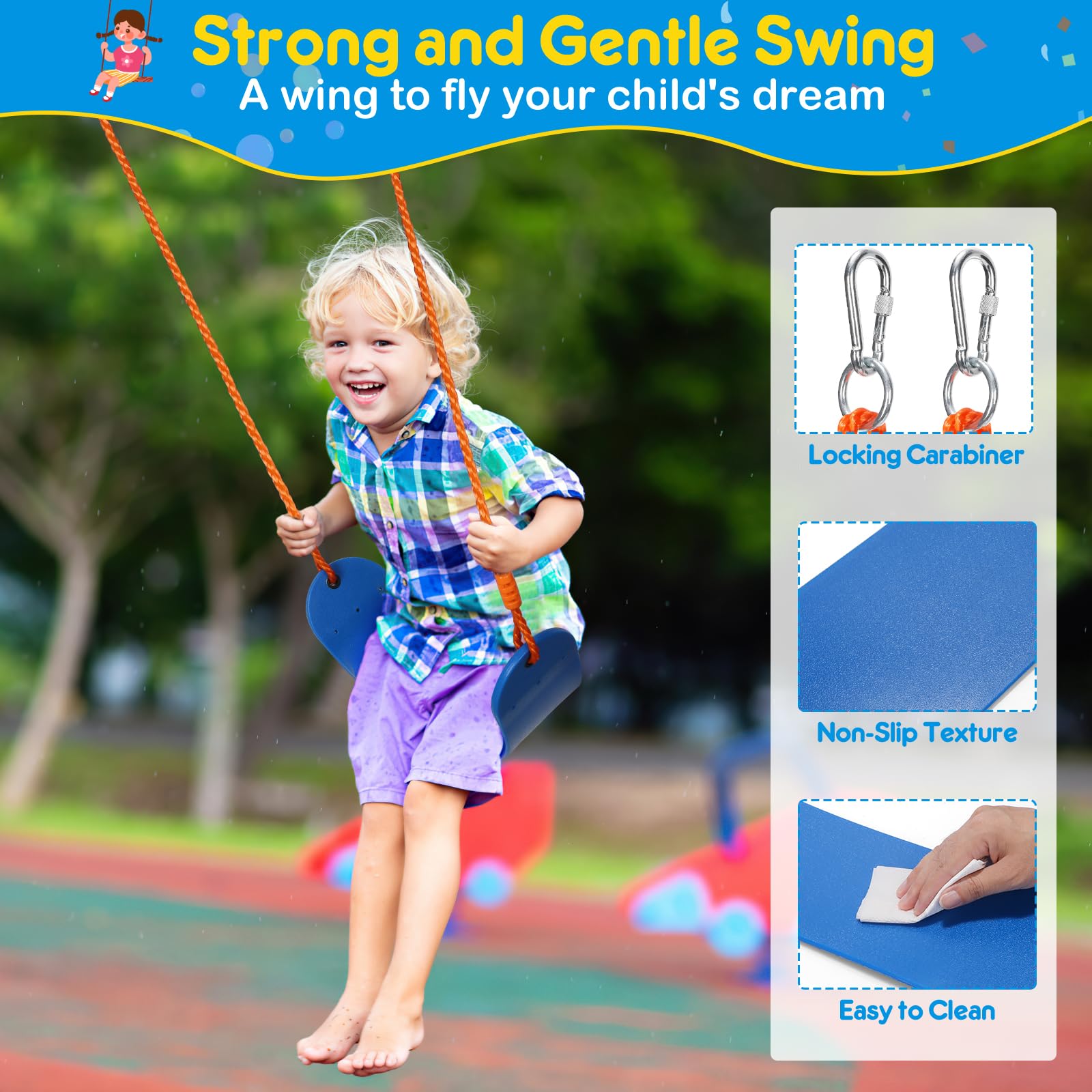 **GIKPAL Heavy Duty Metal A-Frame Swing Set with Stand for Kids – Outdoor Backyard Playset with 32