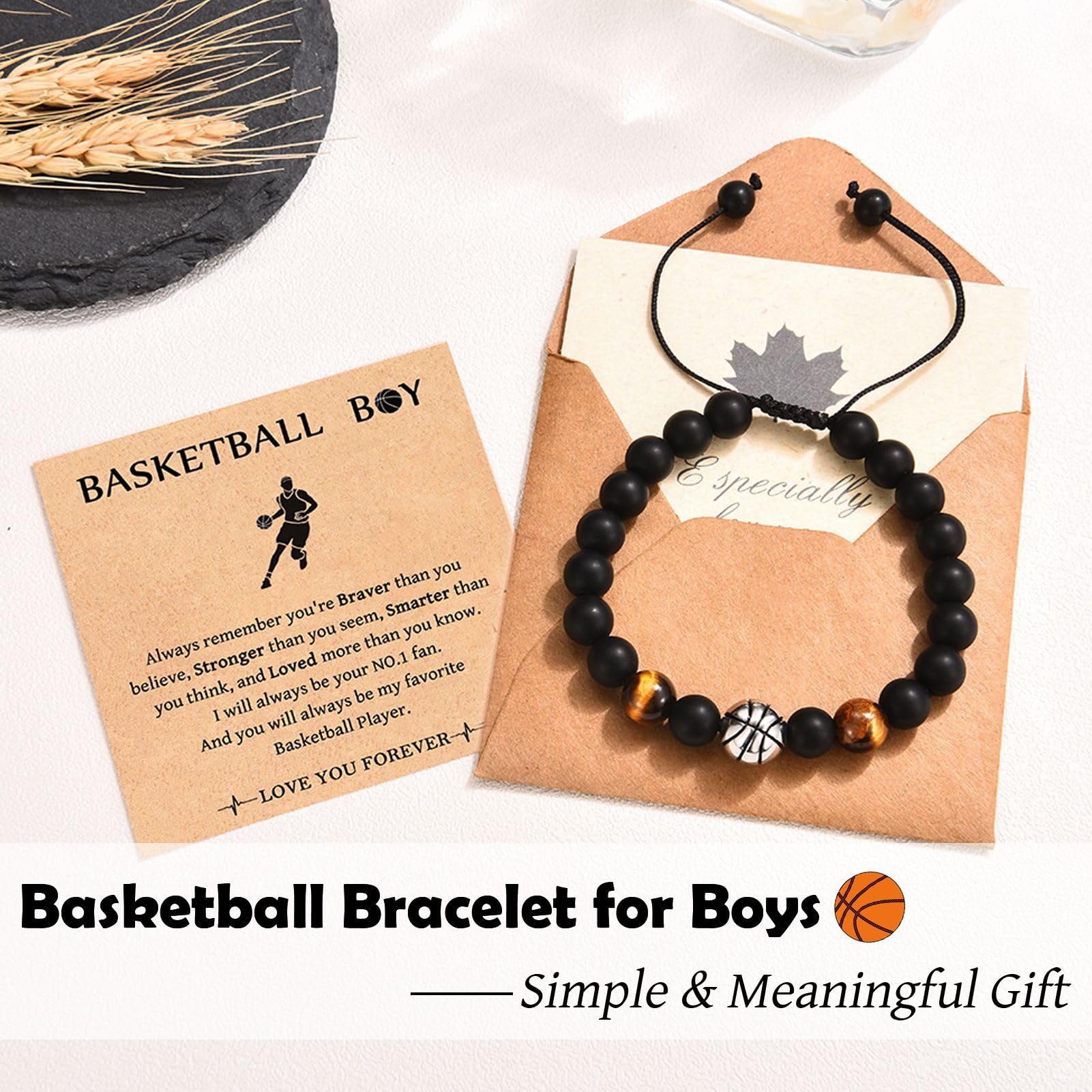 Leyung Sports Bracelet for Teen Boys - Football Baseball Basketball Soccer Player Gift for Son, Grandson, Team & Friends - Graduation Birthday Present with Message Card - Perfect for Game Days & Special Occasions