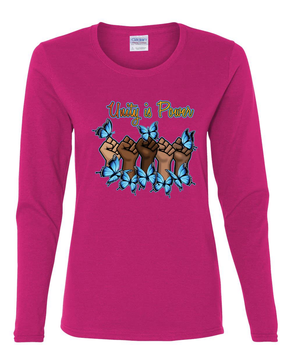 Wild Bobby Unity is Power Black Pride Women's Graphic Long Sleeve T-Shirt - Black History Month & Social Justice Apparel for Women