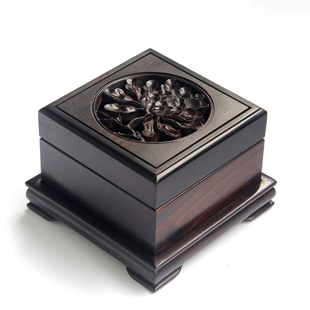 Antique Wooden Incense Burner Tray - Sandalwood Aromatherapy Holder with Hollowed Design for Mosquito Coils & Sticks (Peony Color) - Perfect for Meditation, Yoga, Home Decor & Relaxation Spaces