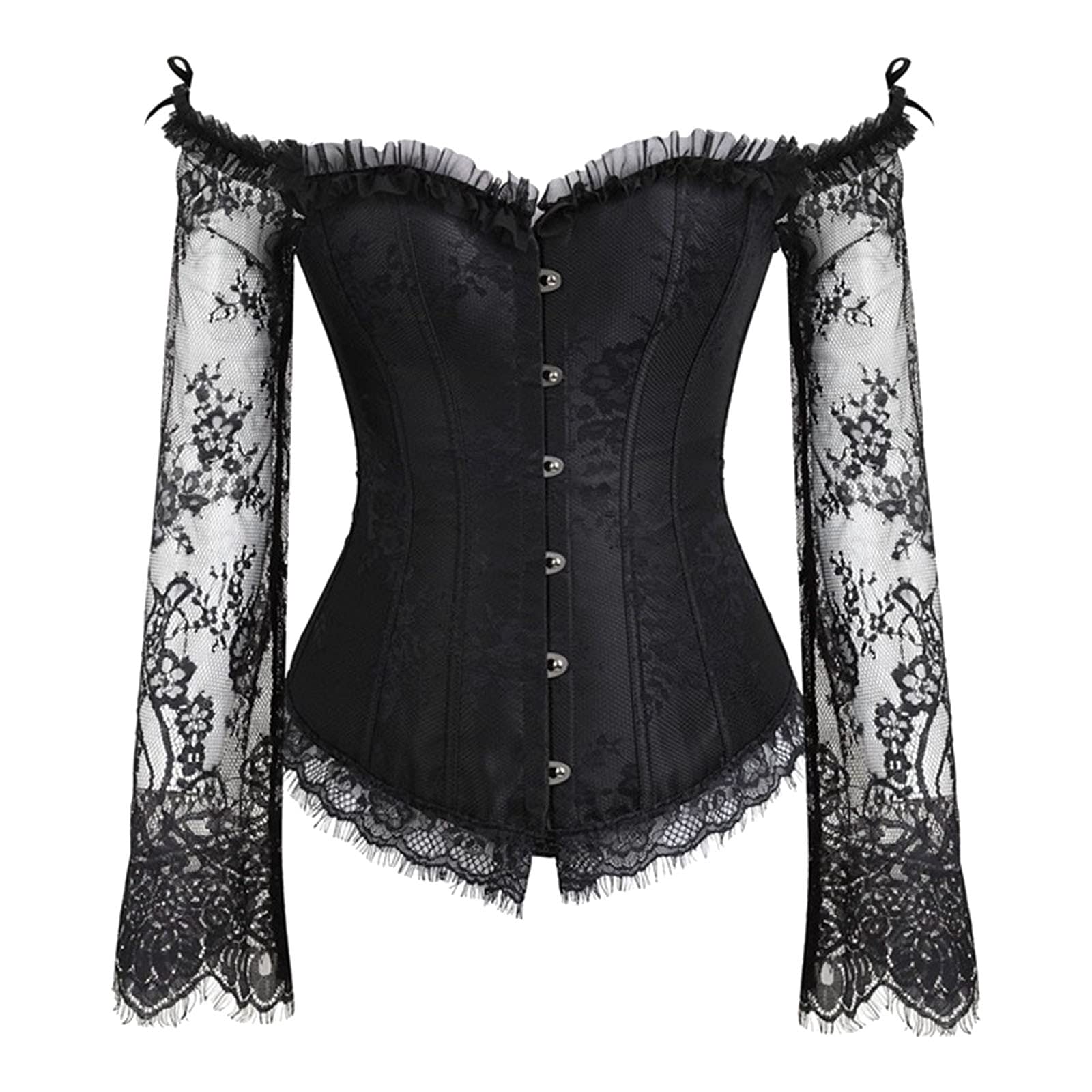 Vintage Gothic Lace Bandeau Tube Bodysuit for Women - Medieval Princess Pleated Ruched Elegant Dressy Top | Perfect for Halloween Costumes, Cosplay, Renaissance Fairs & Gothic Fashion