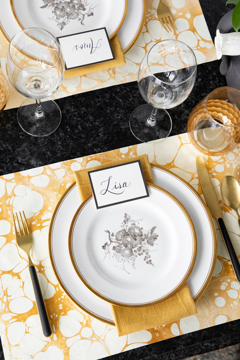 Premium Gold Stone Marbled Placemat Set of 4 - Heat Resistant & Non-Slip Dining Table Mats - Elegant Home Decor for Dinner Parties, Holiday Gatherings & Everyday Use