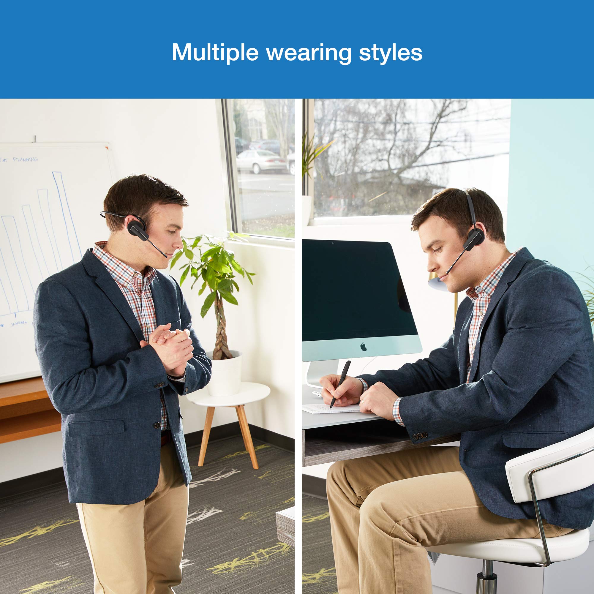 VTech VH6211 DECT 6.0 Wireless Headset - Convertible Softphone & Desk Phone Headset with Lifter for Office Professionals | Compatible with Business Phones | Perfect for Call Centers, Remote Work & Customer Service