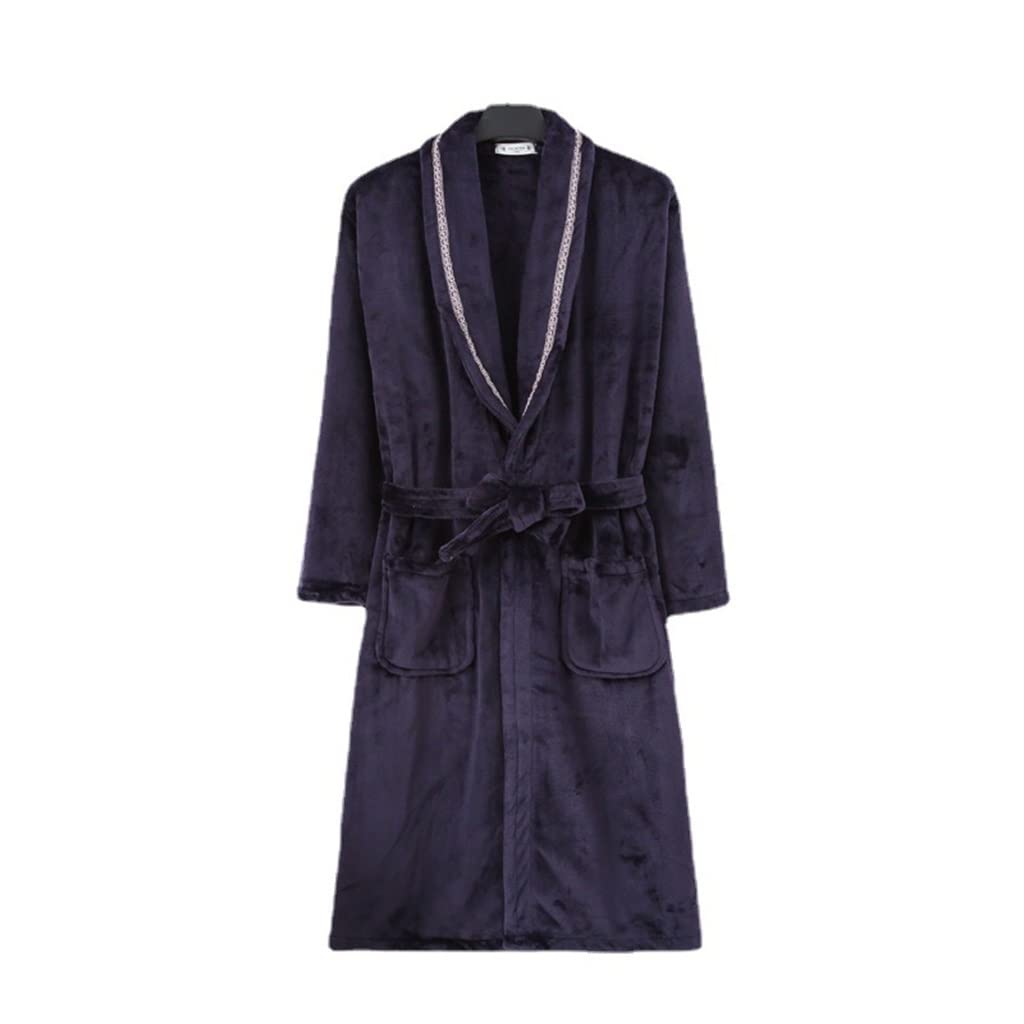 Women's Thick Warm Coral Fleece Kimono Robe - Winter Bathrobe & Sleepwear Nightgown for Women & Men (Color: Blue, Size: XL) - Cozy Loungewear for Home, Spa & Relaxation