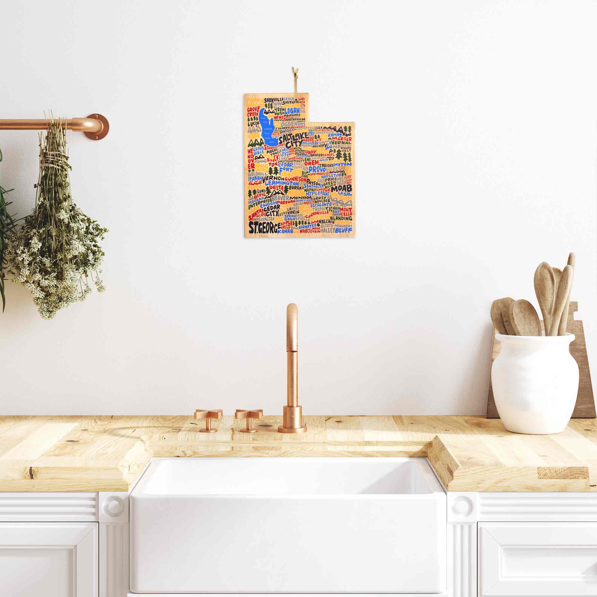 Handcrafted Utah-Themed Wooden Cutting Board with Artistic Design by Wander on Words™ – Perfect for Kitchen Decor, Gift Giving, and Home Entertaining