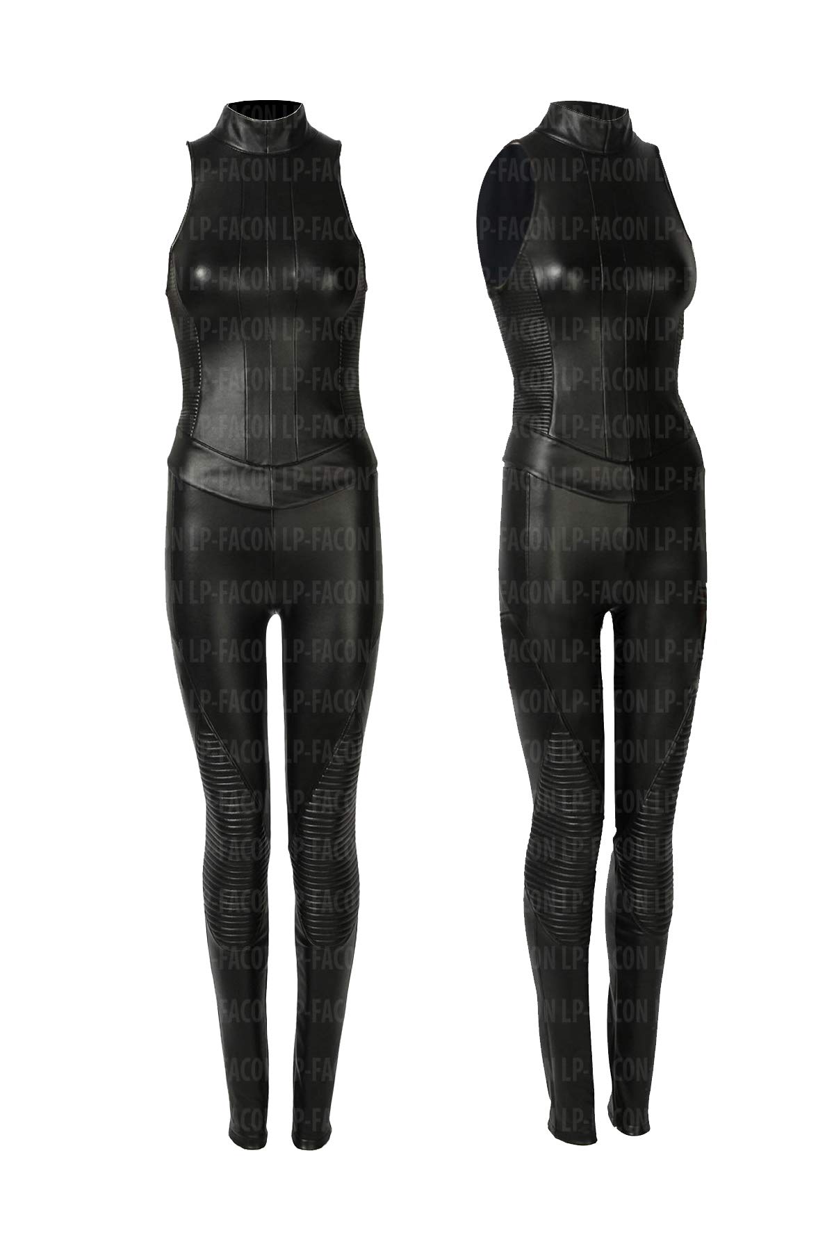 Women's Superhero Stealth Battle Angel Cosplay Costume - Black Leather Vest & Pants Set for Halloween, Comic Con & Cosplay Events