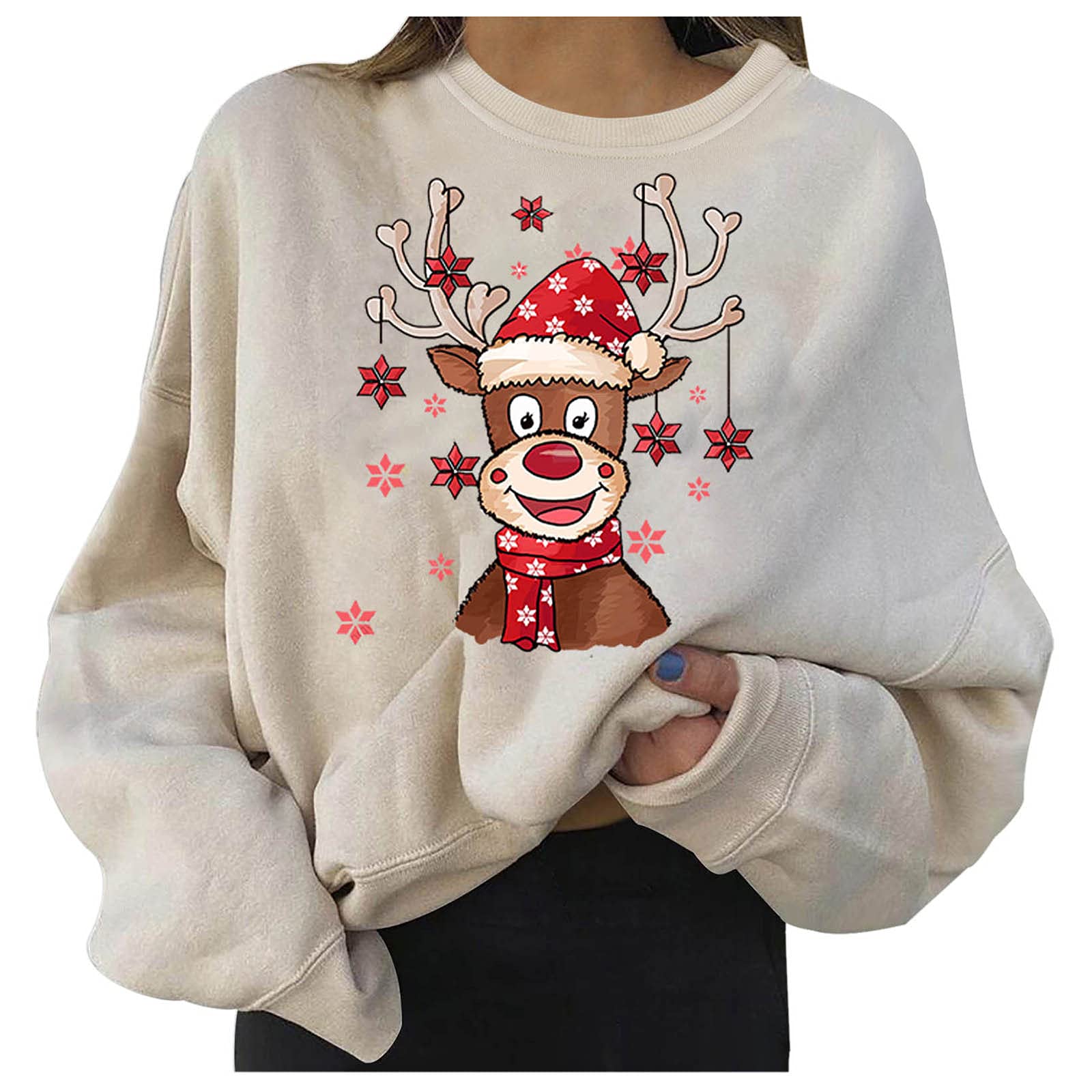Christmas Graphic Sweatshirts for Women - Fashion Crewneck Loose Fit Casual Long Sleeve Pullover with Cute Holiday Prints | Perfect for Holiday Parties, Gift Giving & Winter Comfort