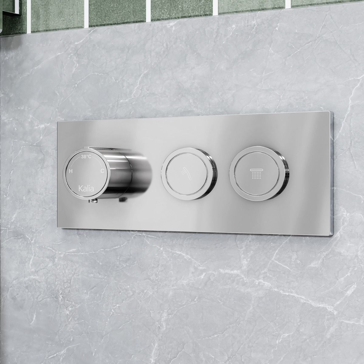 KALIA SQUAREONE TB2 Shower System with Wall Arm or Ceiling Arm in Chrome Finish - Perfect for Modern Bathroom Renovations and Luxury Spa Experiences