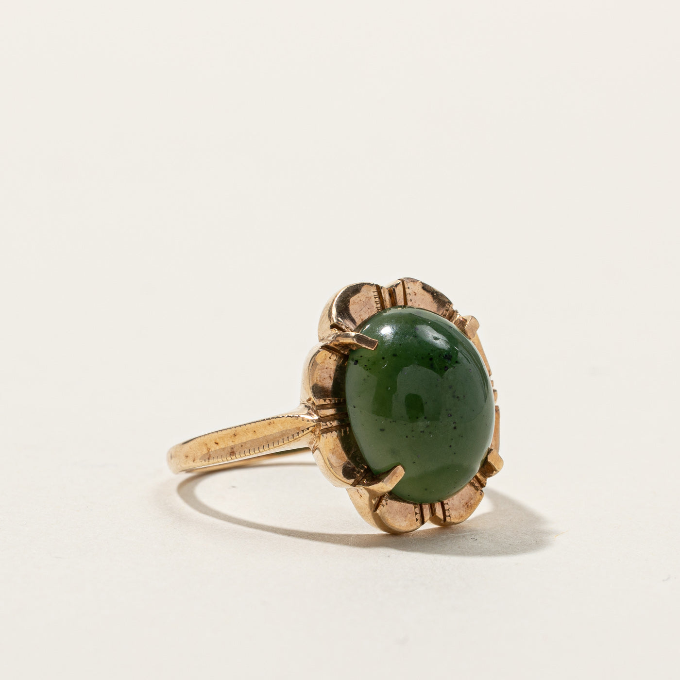 4.40ct Natural Nephrite Jade Gold Ring for Women - Size 7 | Elegant Handmade Jewelry Gift for Anniversary, Birthday & Special Occasions