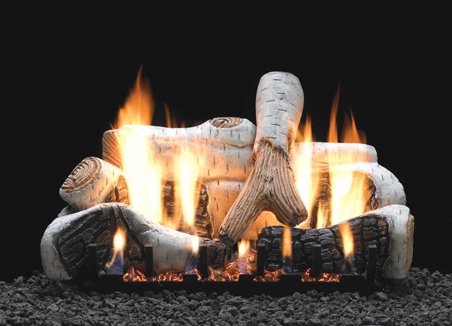 Empire 24-Inch Ceramic Fiber Birch Gas Logs Set - 4-Piece Realistic Fireplace Logs for Indoor & Outdoor Use (LS24B2) | Perfect for Fire Pits, Fireplaces & Patio Heating