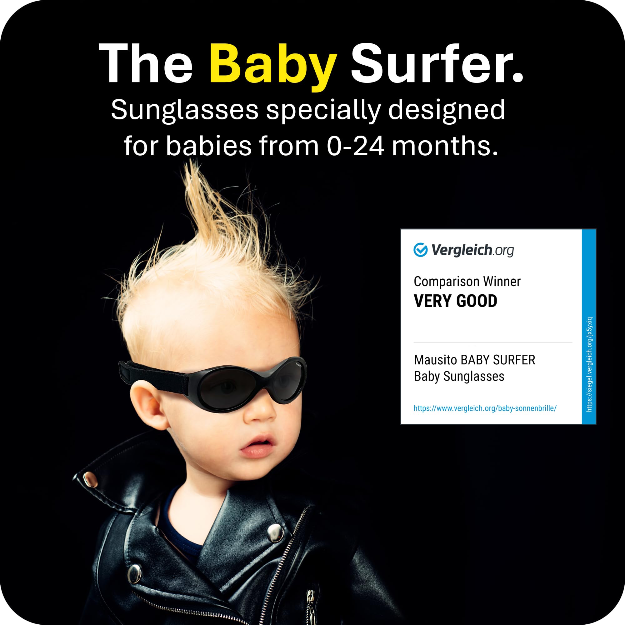 Mausito BABY Sunglasses 0-24 Months | Flexible BPA-Free Infant Sunglasses with Adjustable Strap | 100% UV Protection | Newborn & Toddler Sun Protection for Beach, Outdoor & Travel