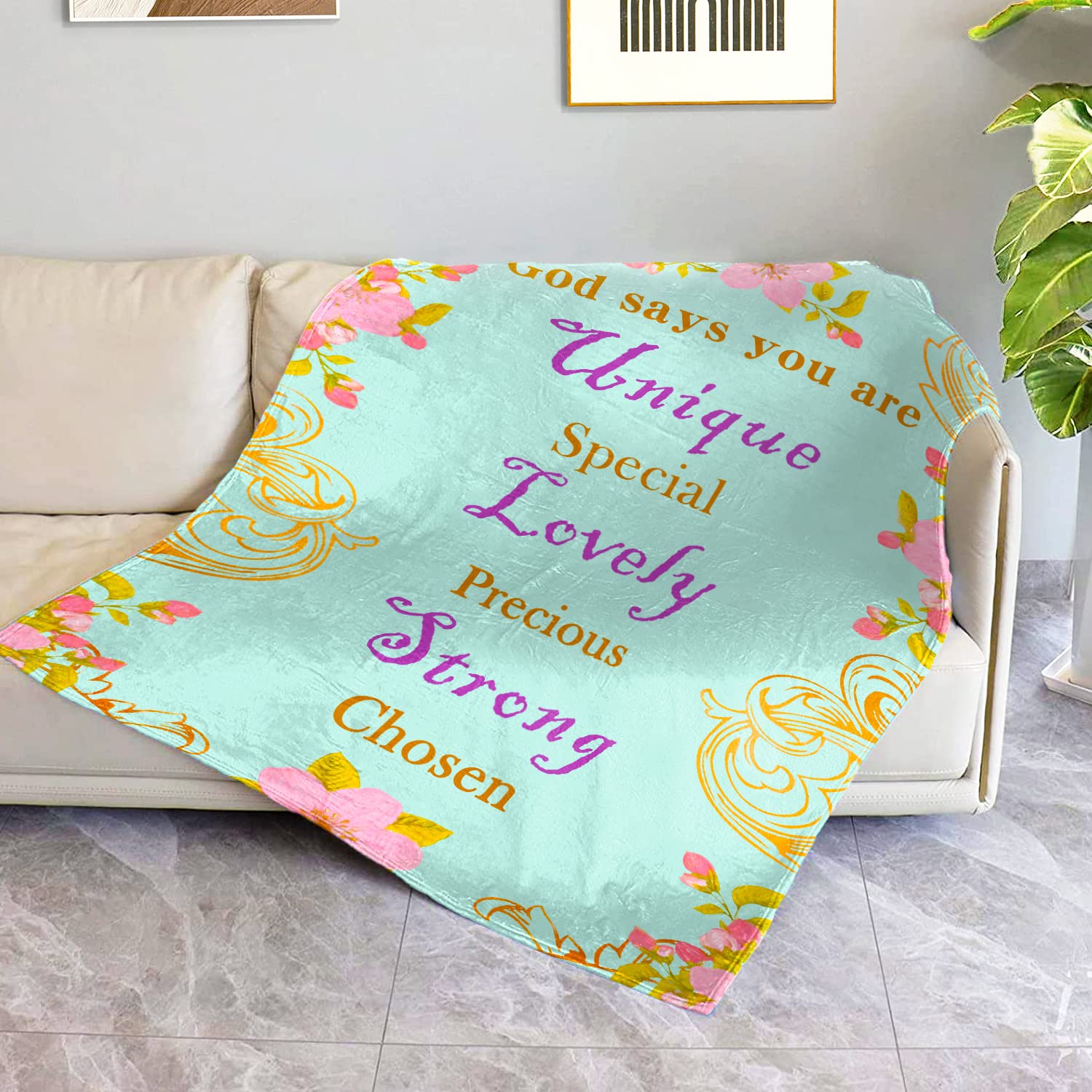 50x60 Inch Christian Prayer Throw Blanket - Inspirational Religious Gifts for Women, Catholic Spiritual Birthday Present | Cozy Bible Study Blanket, Church Worship Companion, Prayer Shawl for Devotional Time