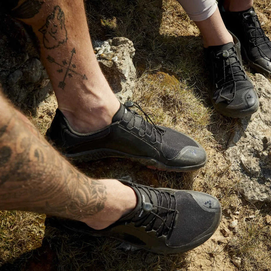 Vivobarefoot Primus Trail II FG Men's Barefoot Shoes - Obsidian Color | Lightweight & Flexible for Trail Running, Hiking & Outdoor Adventures