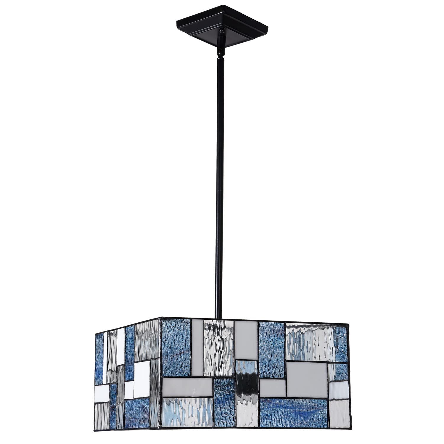 ARTZONE Tiffany Style Stained Glass Pendant Light Fixture - 3 Lights, 14