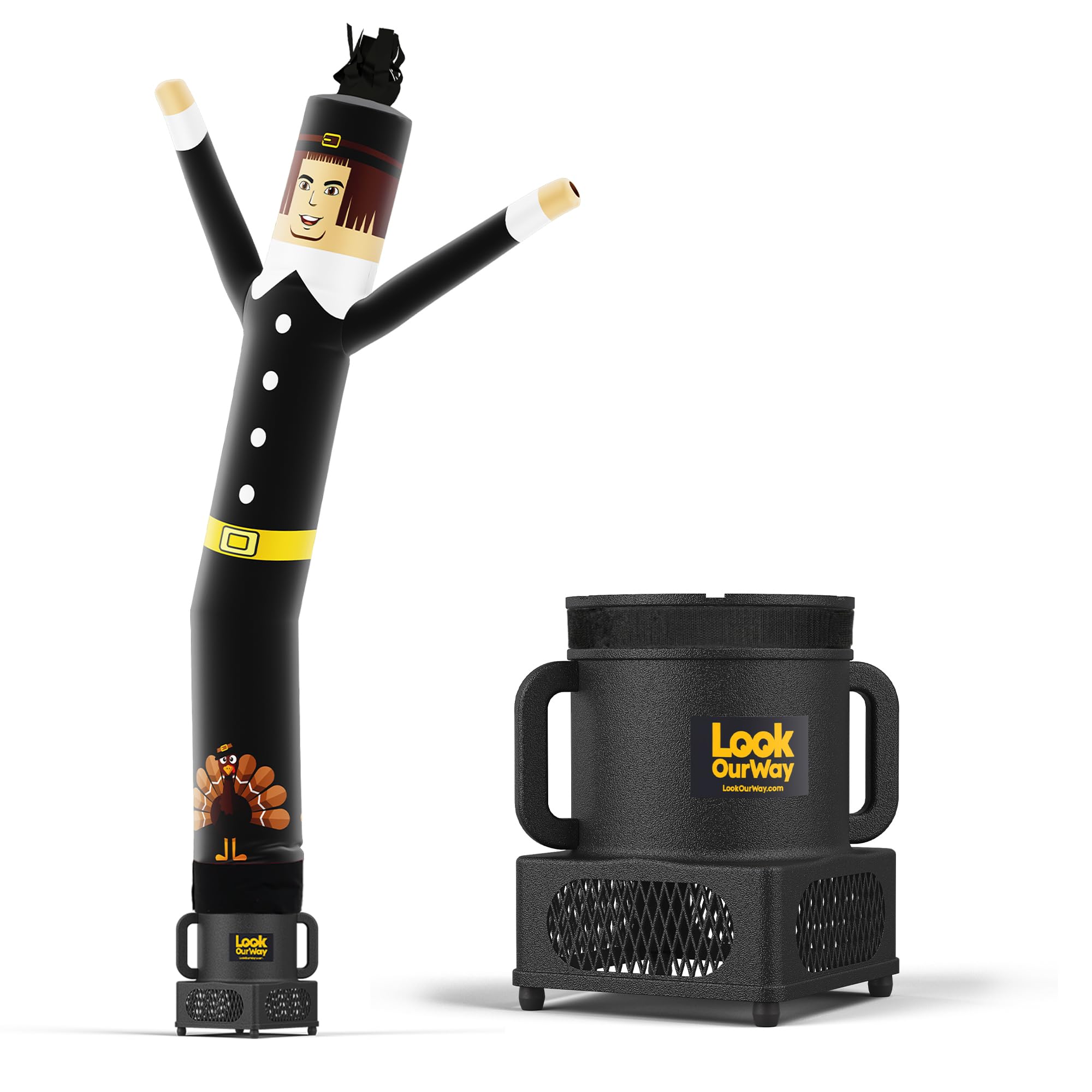 7ft Tall Wacky Waving Inflatable Air Dancer Tube Man with Blower - Thanksgiving Pilgrim Theme Decoration for Outdoor Advertising, Car Dealerships, and Holiday Events