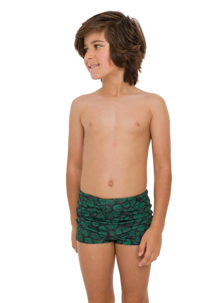 Green Waves Boys Swim Briefs - Quick Dry Comfortable Swim Trunks for Kids - Perfect for Pool, Beach & Water Sports