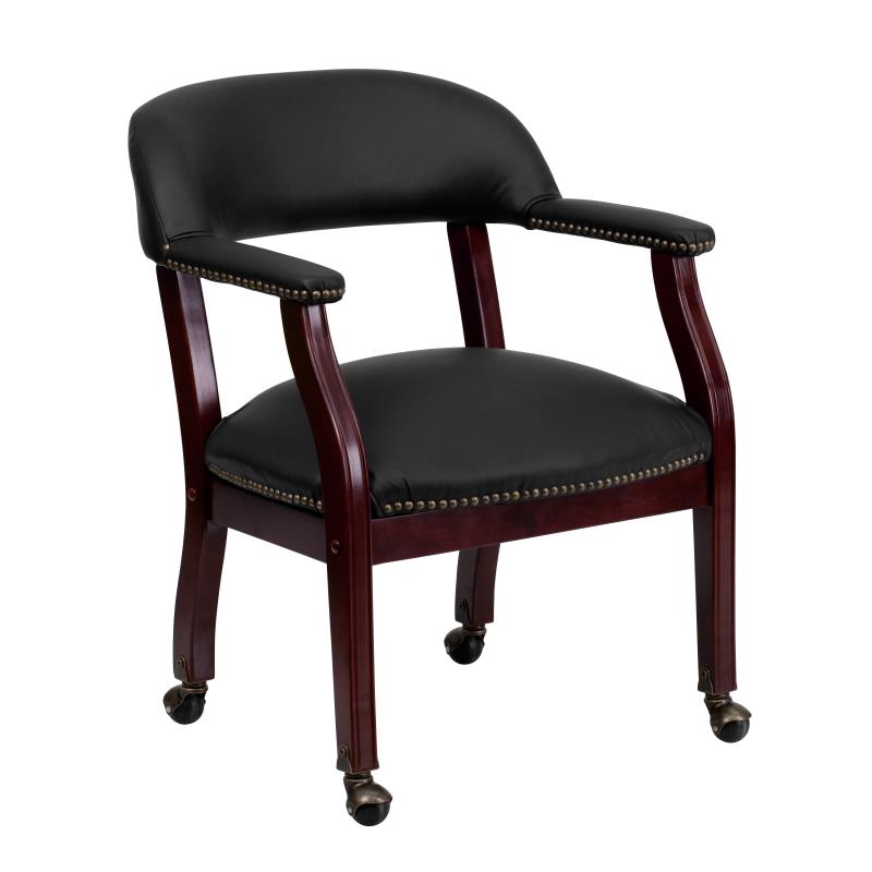 Premium FLASH Leather Office Conference Chair with Accent Nailhead Trim & Smooth-Rolling Casters - Ergonomic Executive Desk Chair for Home Office, Conference Rooms & Professional Workspaces