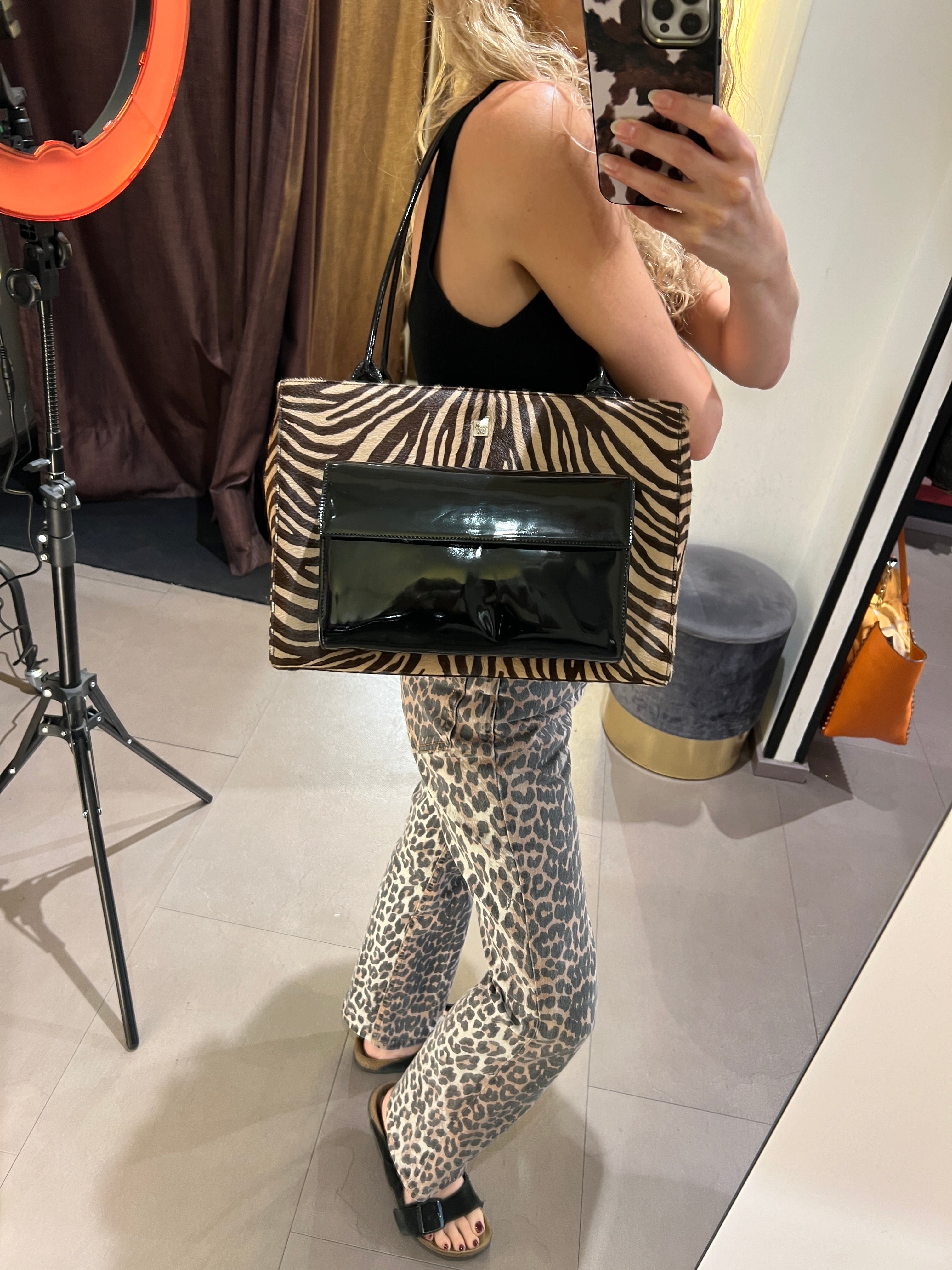 Versace Zebra Print Horsebit Shoulder Bag - Stylish Designer Handbag for Women, Perfect for Parties, Work & Everyday Use