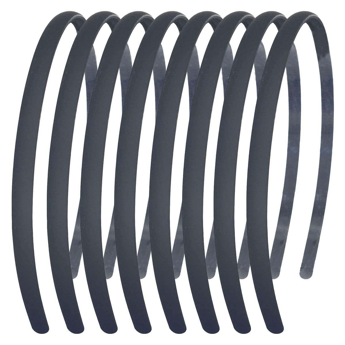 6-Pack Black Plastic Plain Headbands with Teeth Comb - Skinny DIY Hair Bands for Women & Girls - Perfect for Halloween, Cosplay, and Everyday Hairstyling