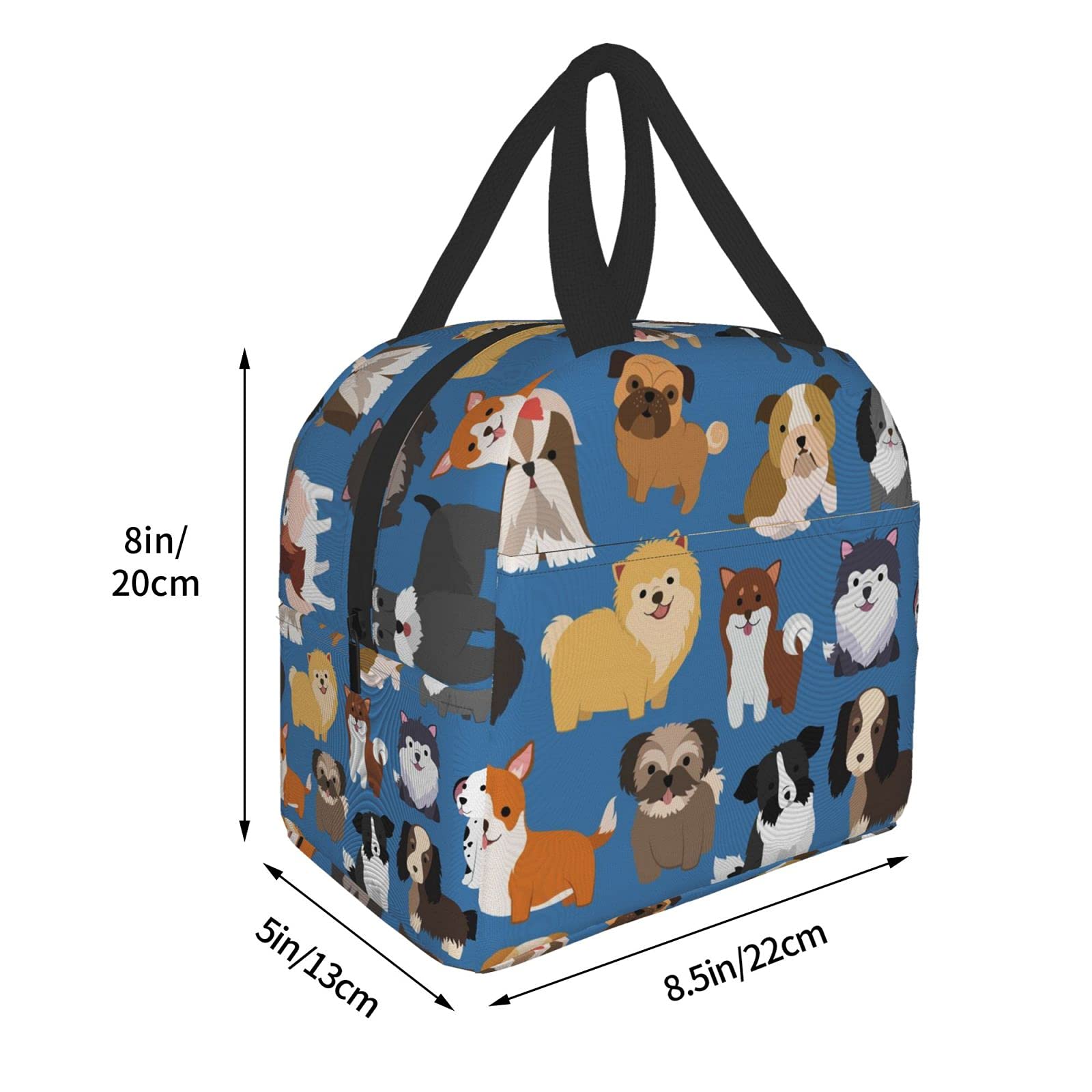Cute Dog & Puppy Lunch Bag - Reusable Insulated Tote for Women & Men - Perfect for School, Office, Work & Picnics - Compact Food Container with Animal Print Design