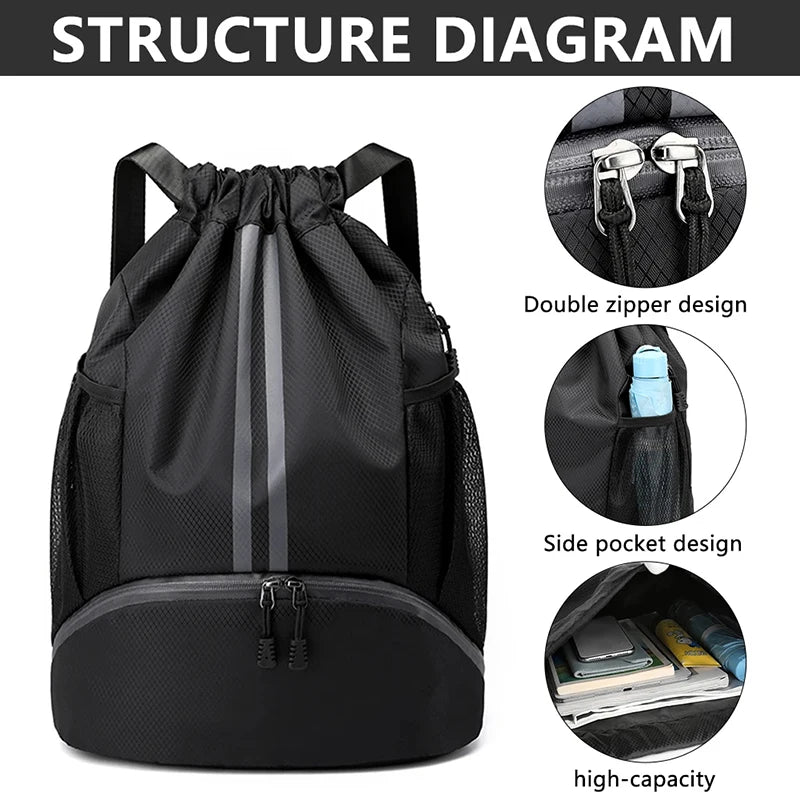 **Large Durable Men's Sports Bag for Football, Basketball, Gym & Swimming - Perfect for Outdoor Activities, Travel & Training**