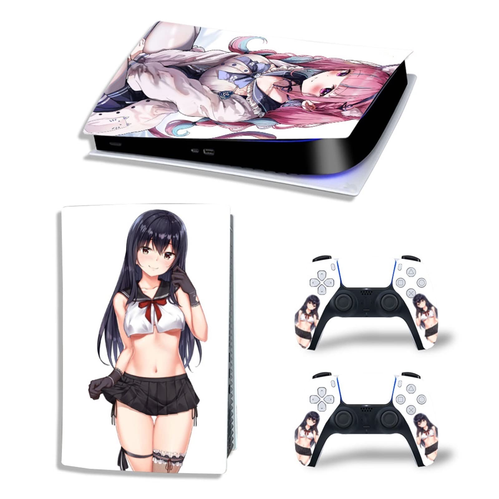 Anime Console Vinyl Skin Decal for PS5 Digital Edition - Scratch-Resistant Protective Cover for 2 Controllers - Bubble-Free Application - Gaming Accessories for PS5 Enthusiasts - Perfect for Gaming Setups and Collectors