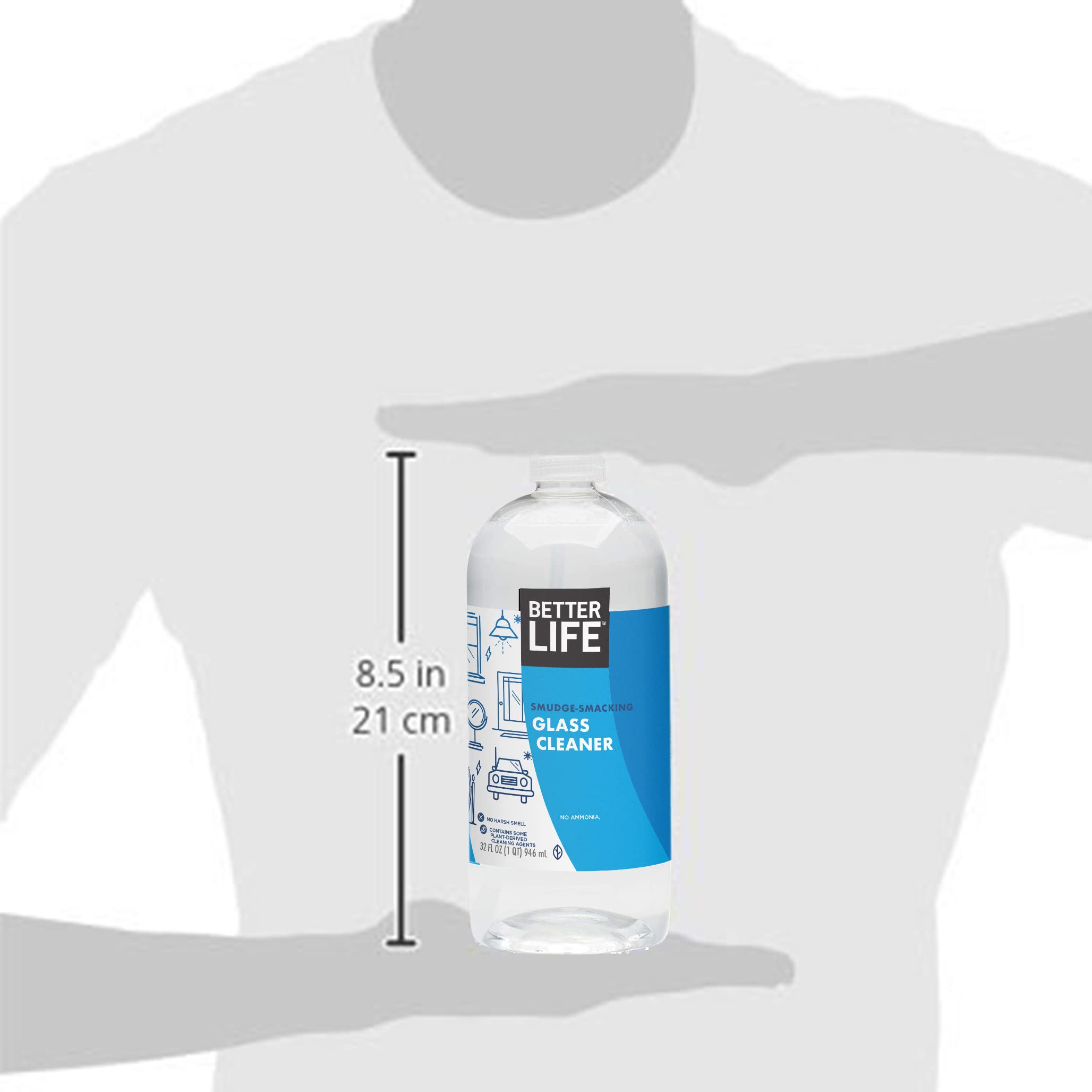 Better Life Natural Streak Free Glass Cleaner - 32oz (Pack of 2) | Eco-Friendly, Non-Toxic Formula for Windows, Mirrors & Glass Surfaces | Perfect for Home, Office & Car Cleaning