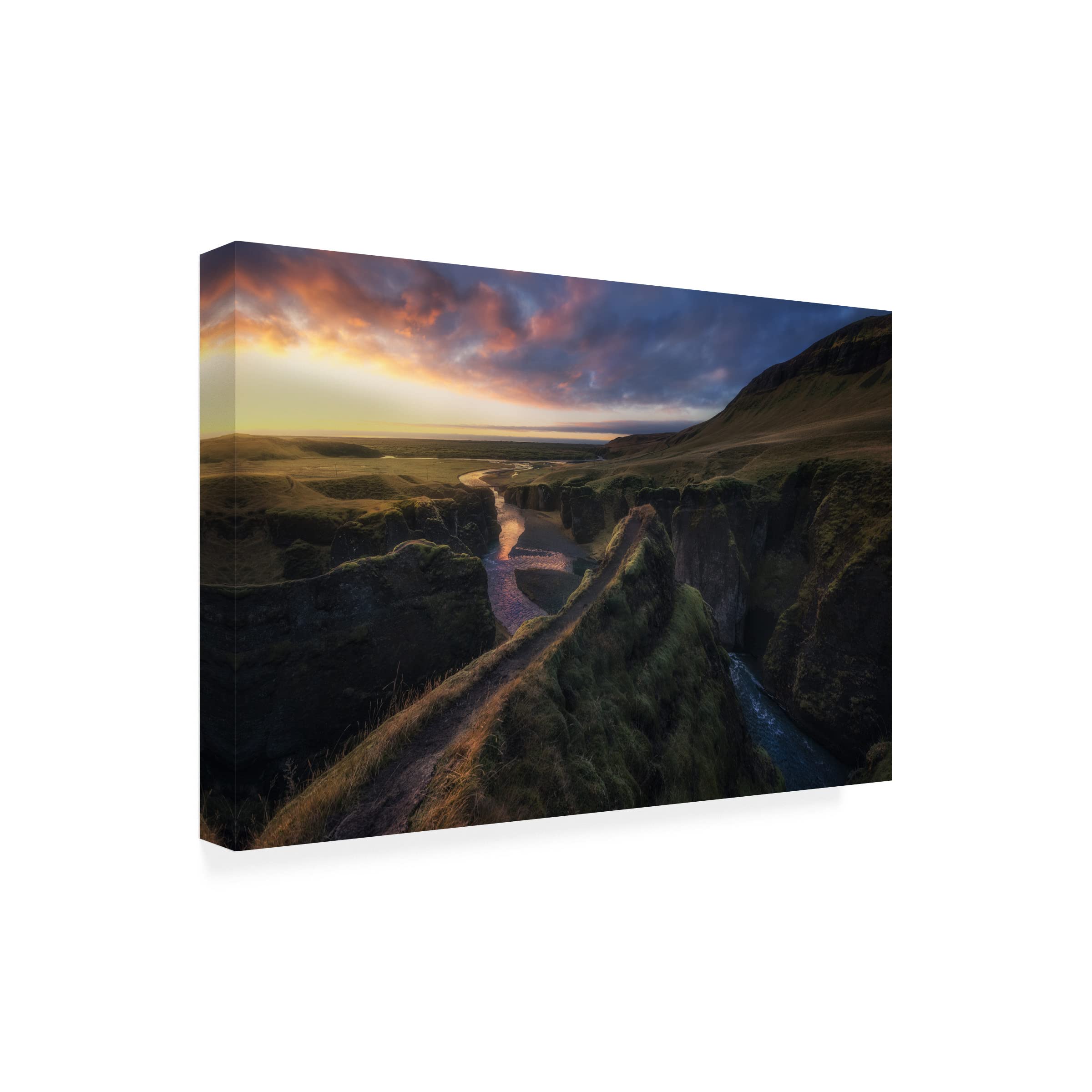 David Martin Castan 'Iceland At Sunset' Canvas Wall Art Print - Stunning Landscape Painting for Living Room, Bedroom & Office Decor
