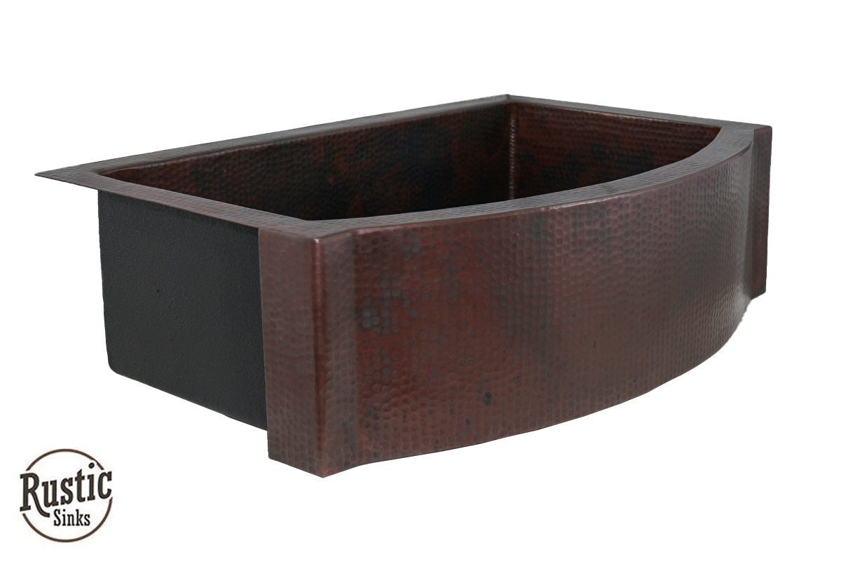 Flat Edge Rounded Front Copper Farmhouse Sink - Vintage Style Kitchen Sink for Rustic & Modern Homes | Perfect for Farmhouse, Cottage & Country Style Kitchens