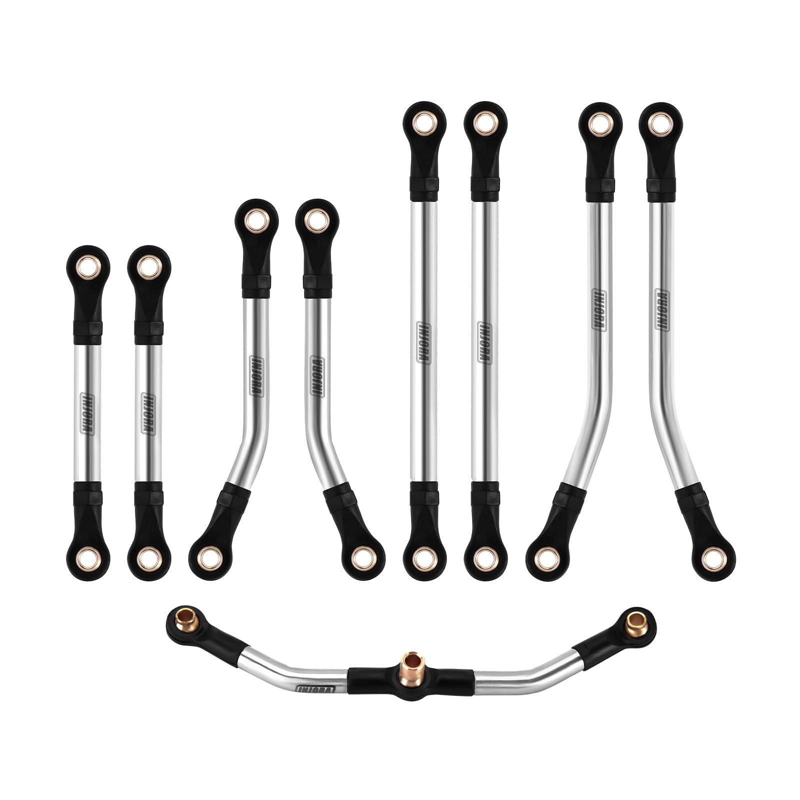INJORA Stainless Steel High Clearance Chassis & Steering Link Set for TRX4M Defender Bronco 1/18 Scale RC Crawler Upgrade Parts - Perfect for Off-Road Trail Crawling and Rock Climbing Adventures