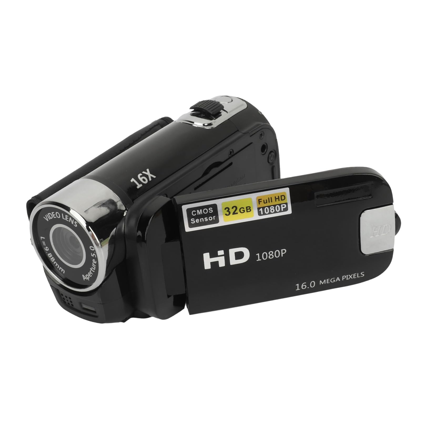 **1080P 16MP Kids Video Camera with 16X Digital Zoom - HD Vlogging Camcorder for Toddlers, Boys & Girls - Perfect for Birthday Gifts, Travel & Family Recording (Black)**