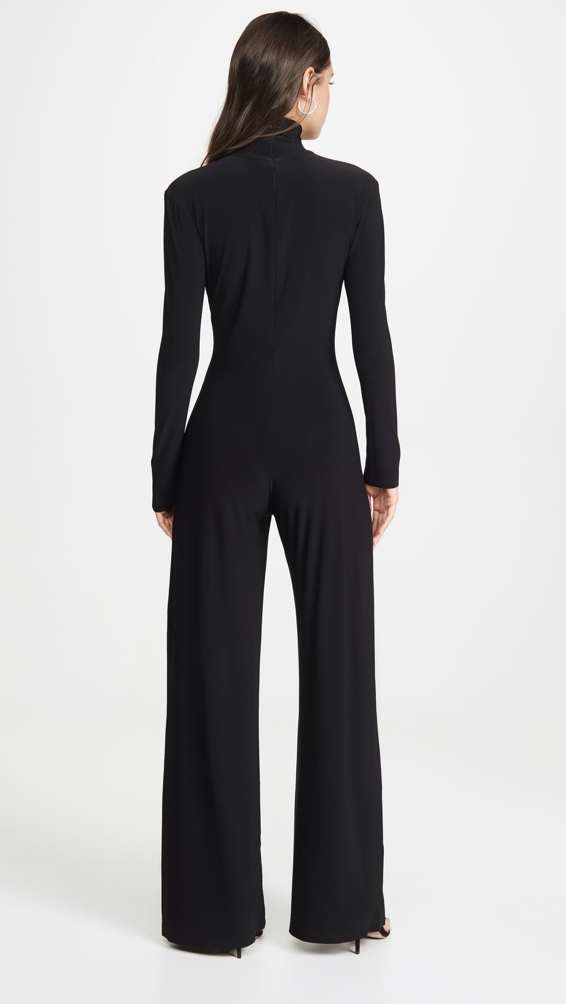 Norma Kamali Women's Long Sleeve Turtleneck Jumpsuit - Stylish One-Piece Romper for Work, Evening & Special Occasions | Comfortable Stretchy Fabric for All-Day Wear