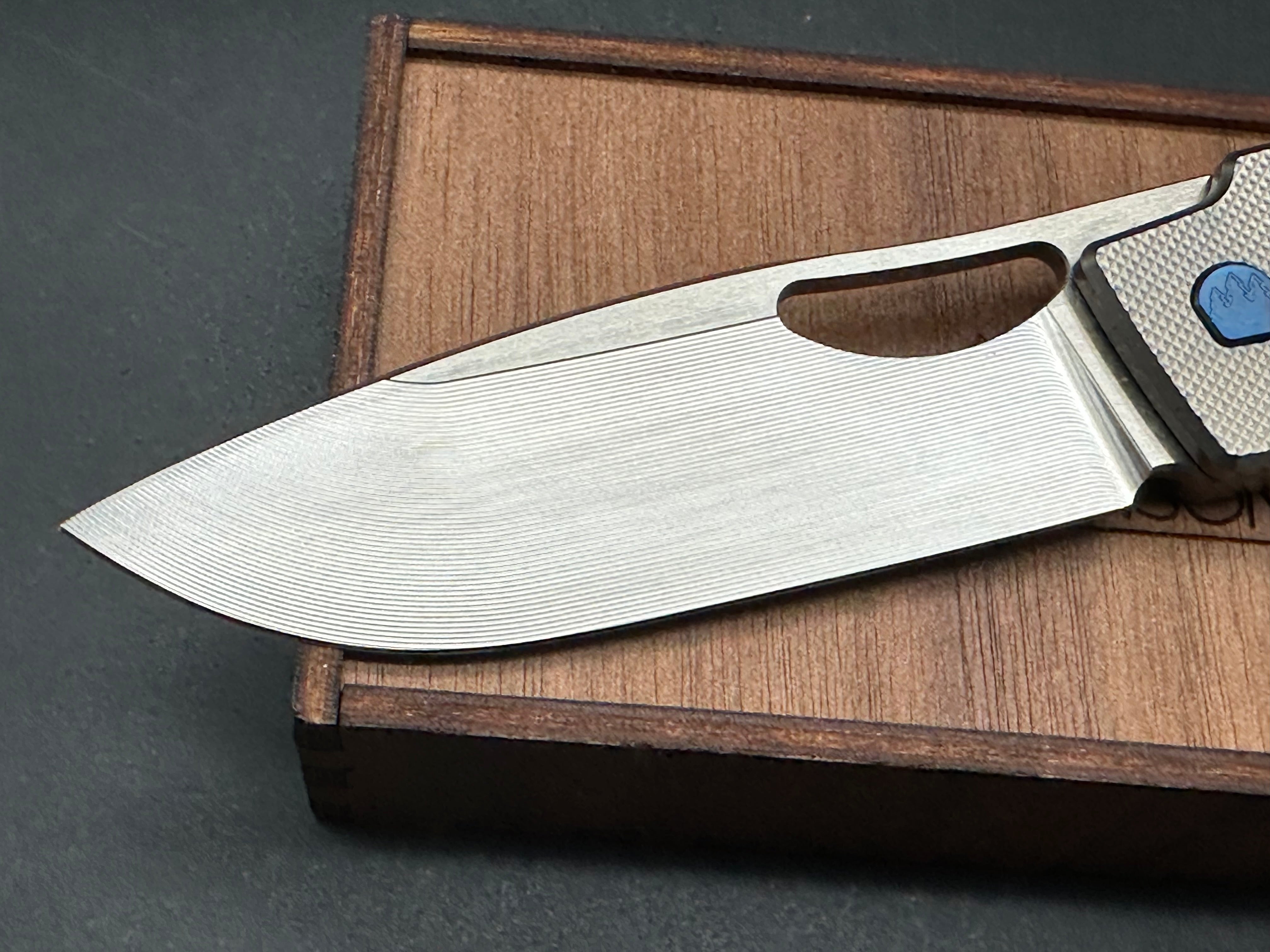 Premium Rob Johnson Cedar Titanium Handle Knife with RWL34 Blade – Perfect for Outdoor Camping, Hunting, and Survival Adventures