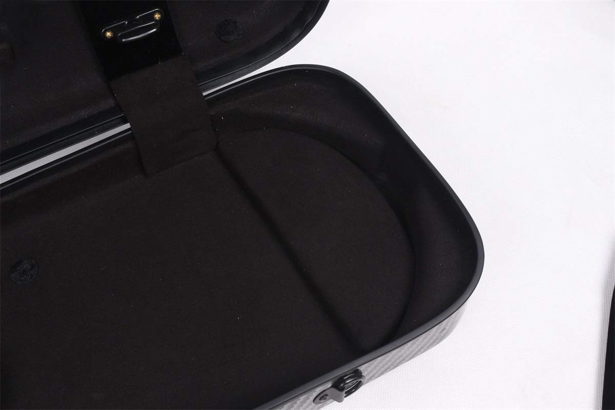 Yinfente 4/4 Full Size Carbon Fiber Violin Case - Oblong Shape with Music Sheet Bag, Adjustable Backstrap & Hygrometer - Lightweight Portable Violin Storage for Professional Musicians & Students - Perfect for Travel, Performances & Practice Sessions
