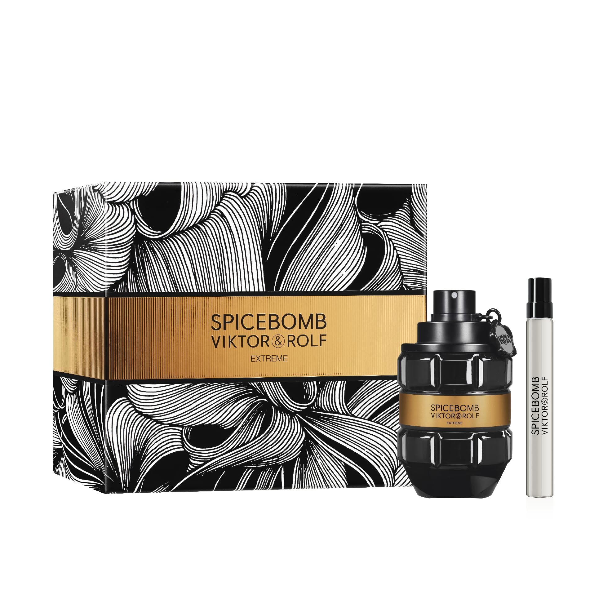 Viktor&Rolf Spicebomb Extreme Eau de Toilette for Men - Woody Spicy Cologne with Citrus & Tobacco Notes - 3 oz + 0.33 oz Travel Size Gift Set - Perfect for Date Nights, Special Occasions & Gifting