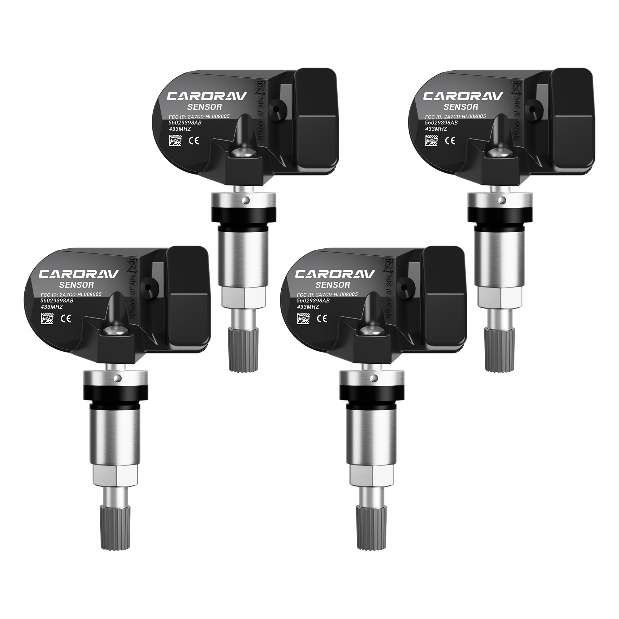4-Pack 433MHz TPMS Sensor Replacement for Chrysler Jeep Dodge Ram - OE Compatible with #56029398AB 68142397AA 68241067AA 68241067AB | Tire Pressure Monitoring System for Safer Driving & Better Fuel Efficiency