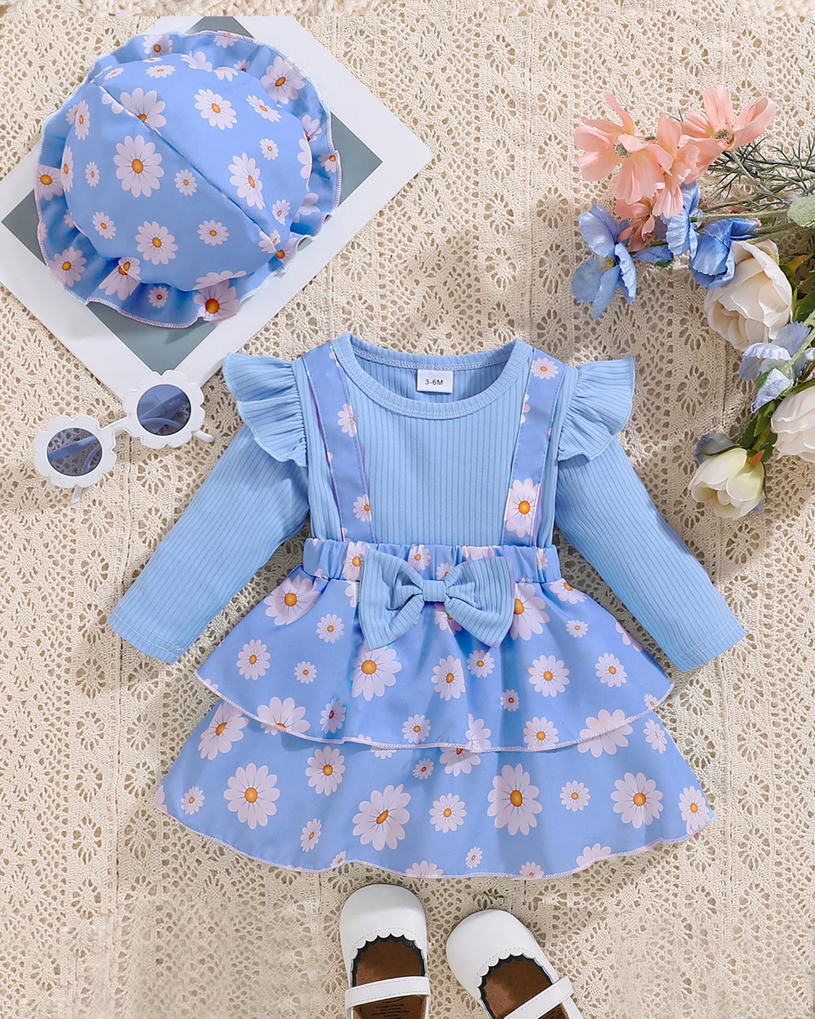 Baby Girl Summer Dress - Short Sleeve Romper Outfit with Skirt & Headband Set | Cute Infant Clothes for Playdates, Parties & Photo Shoots