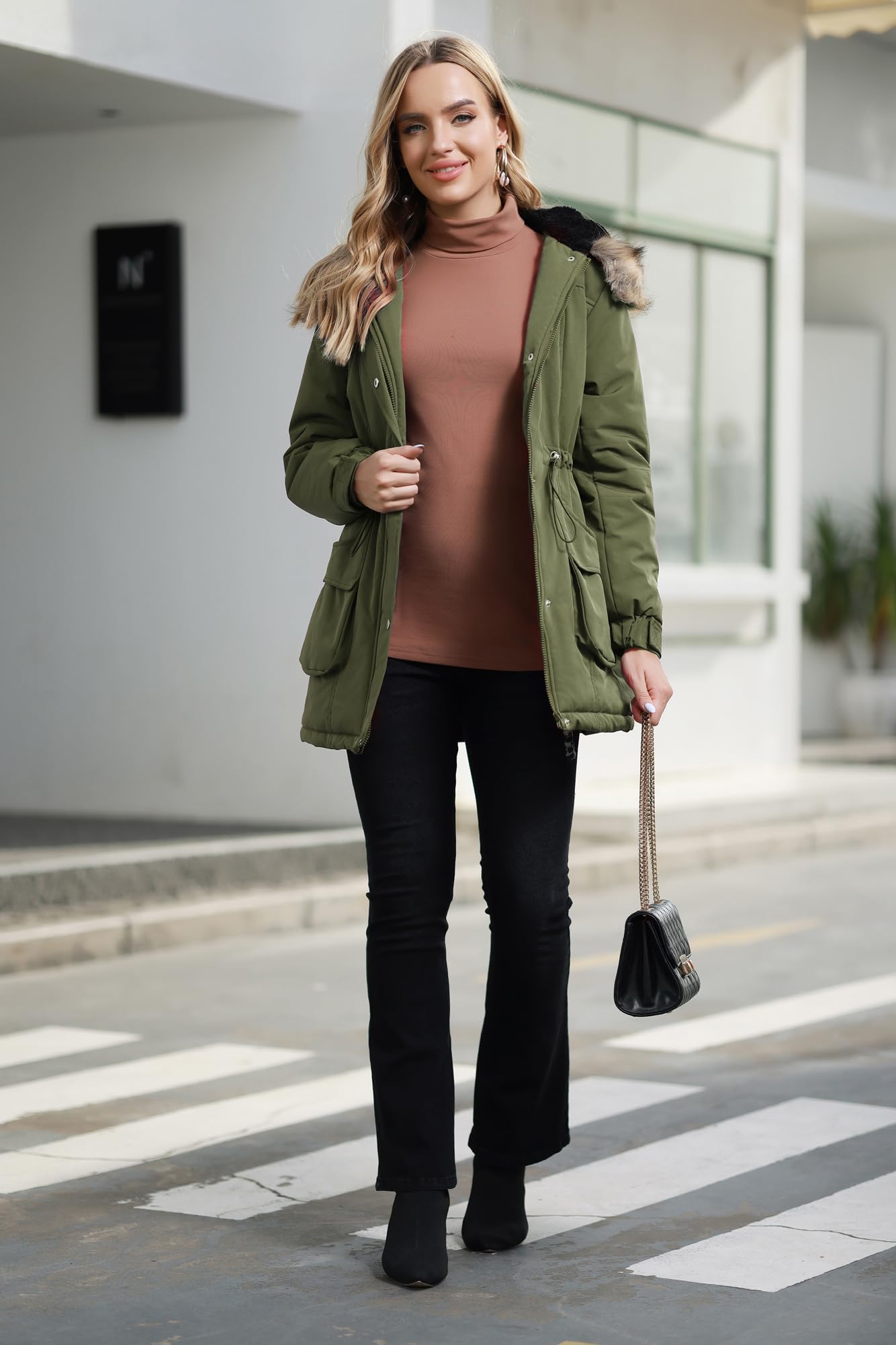 Maacie Women's Maternity 3-in-1 Thickened Fleece Lined Winter Coat with Hood - Warm Winter Jacket for Pregnant Women - Perfect for Outdoor Activities, Shopping and Daily Wear