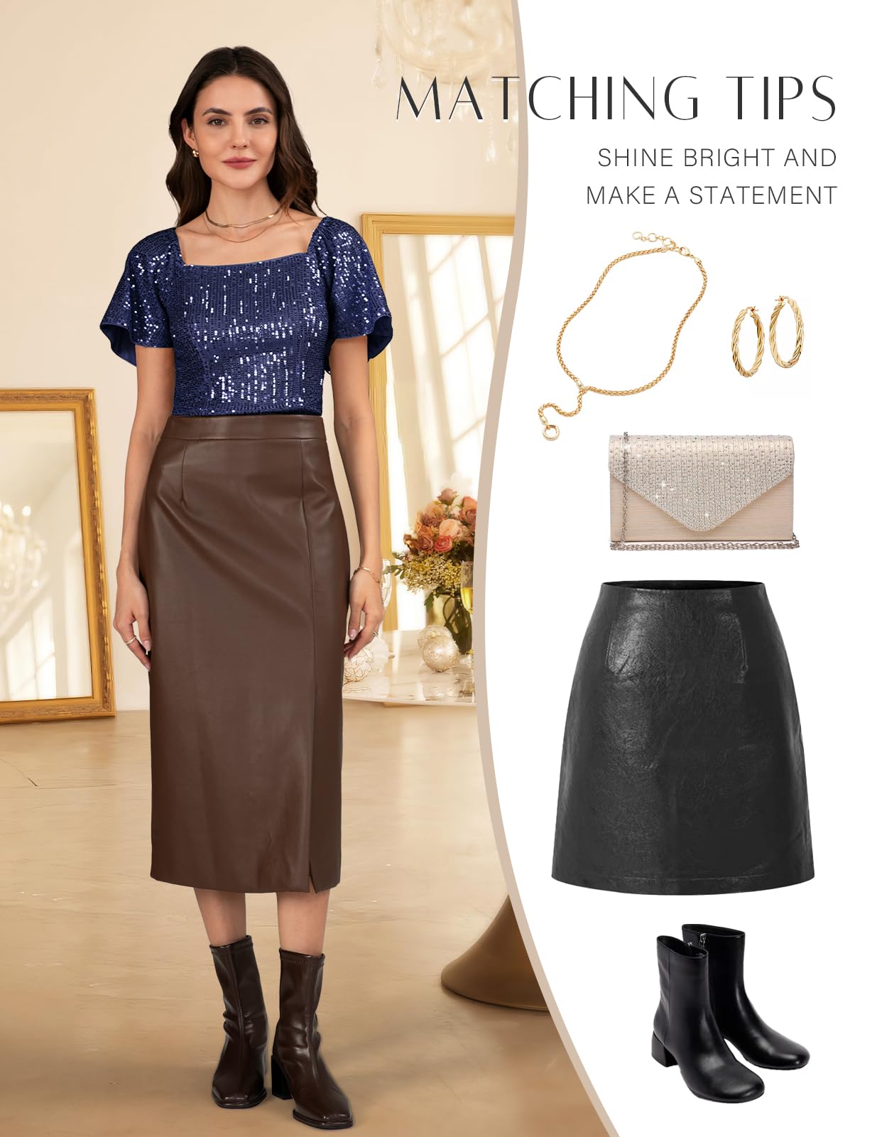 Sparkly Sequin Tops for Women - Short Sleeve Glitter Blouse with Square Neck & Ruffle Detail | Elegant Clubwear & Party Shirts for Night Out, Dinner Date, and Special Occasions
