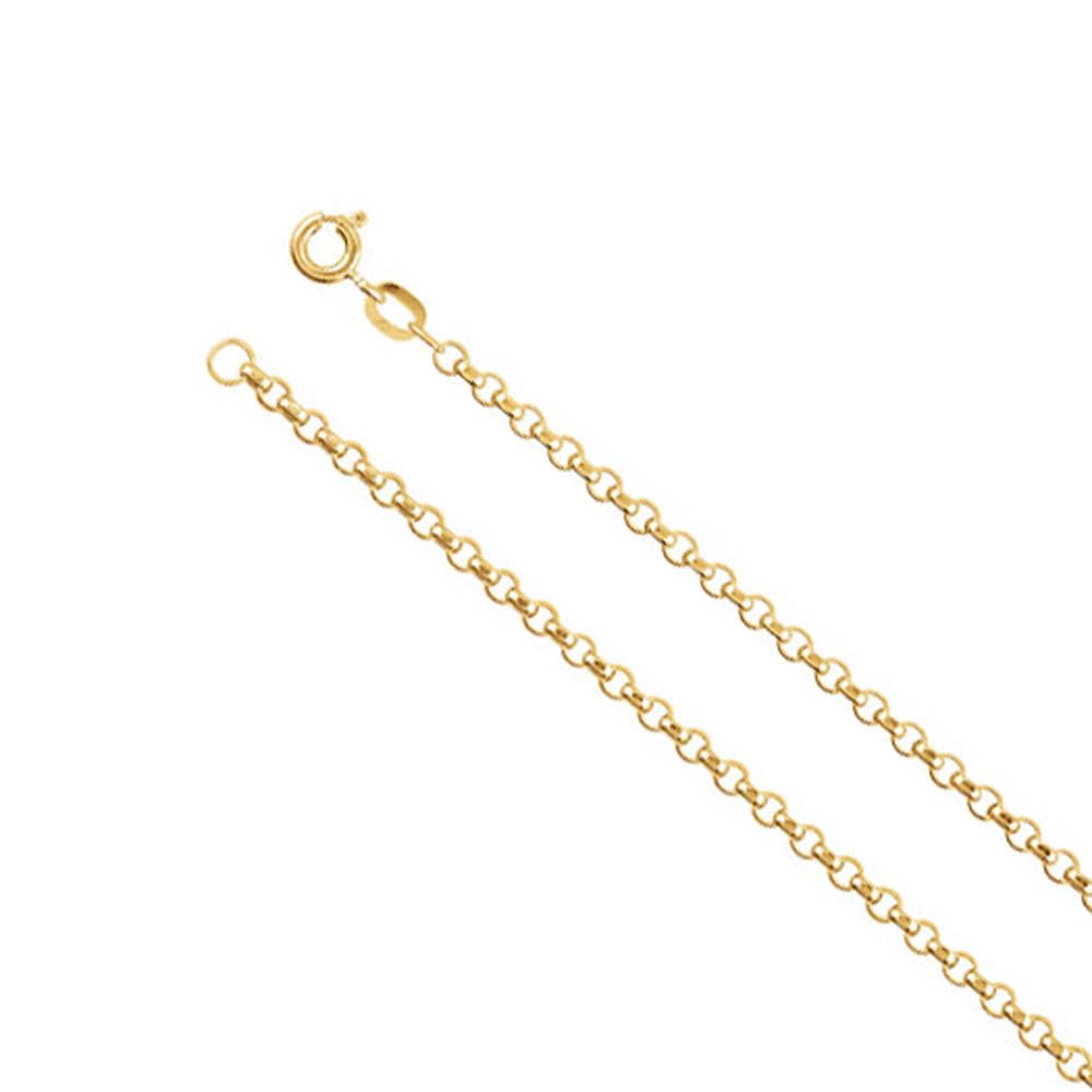 14k Yellow Gold Hollow Rolo Chain Necklace - Elegant & Lightweight for Daily Wear